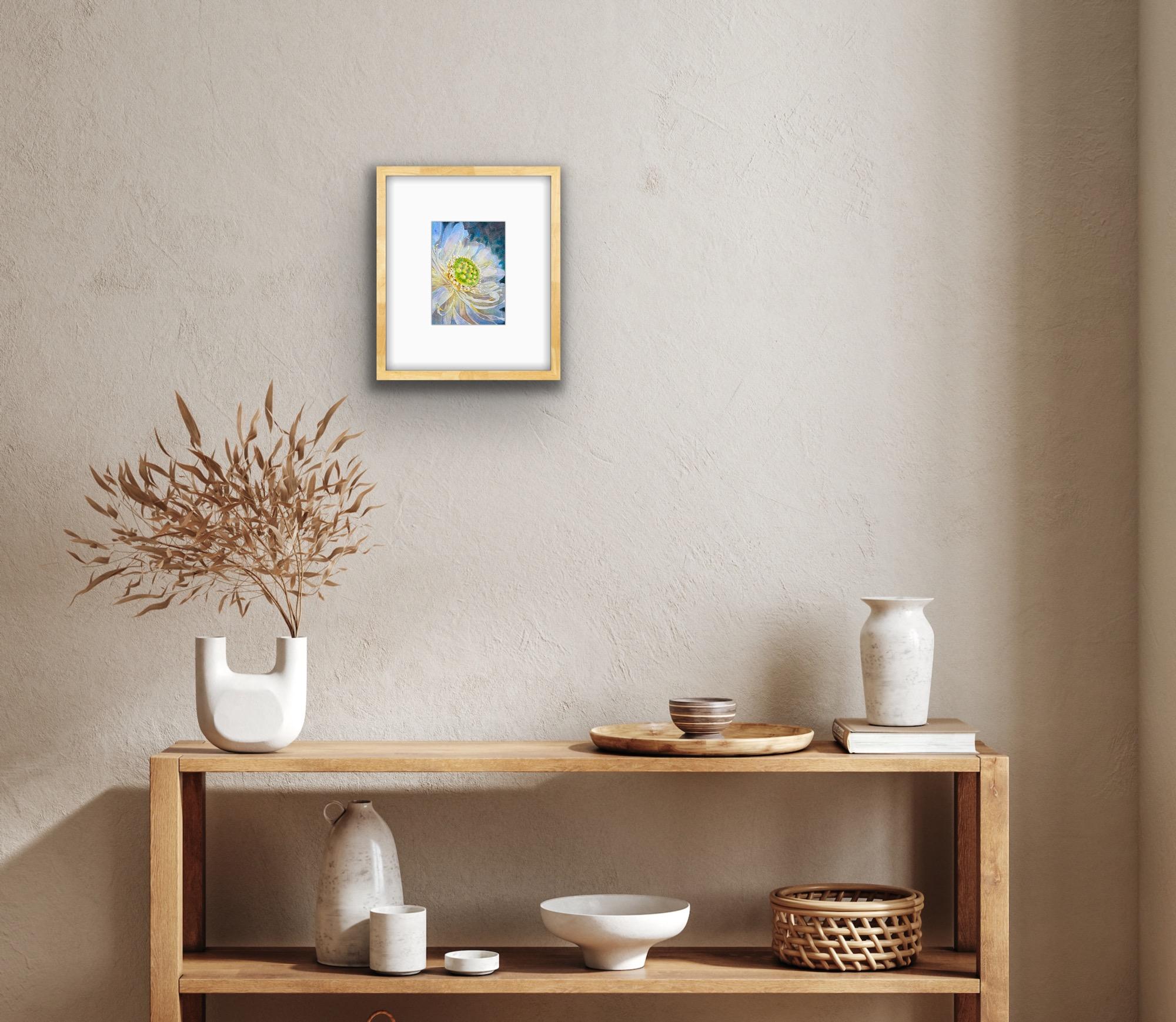 Shining Lotus.Indigo - Gray Abstract Painting by AreiRa
