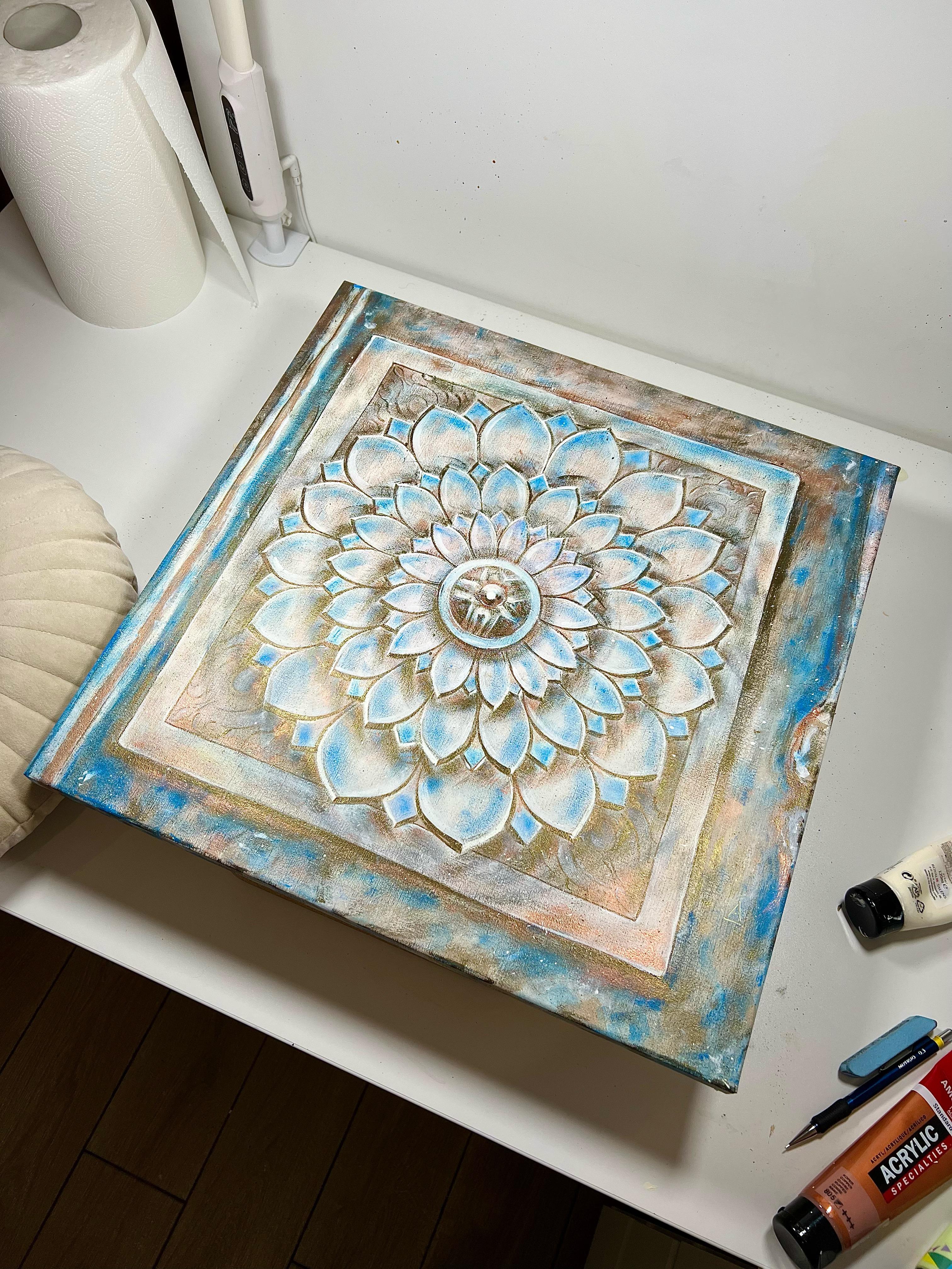 Tempel-Lotus. Farbenfroh. – Painting von AreiRa