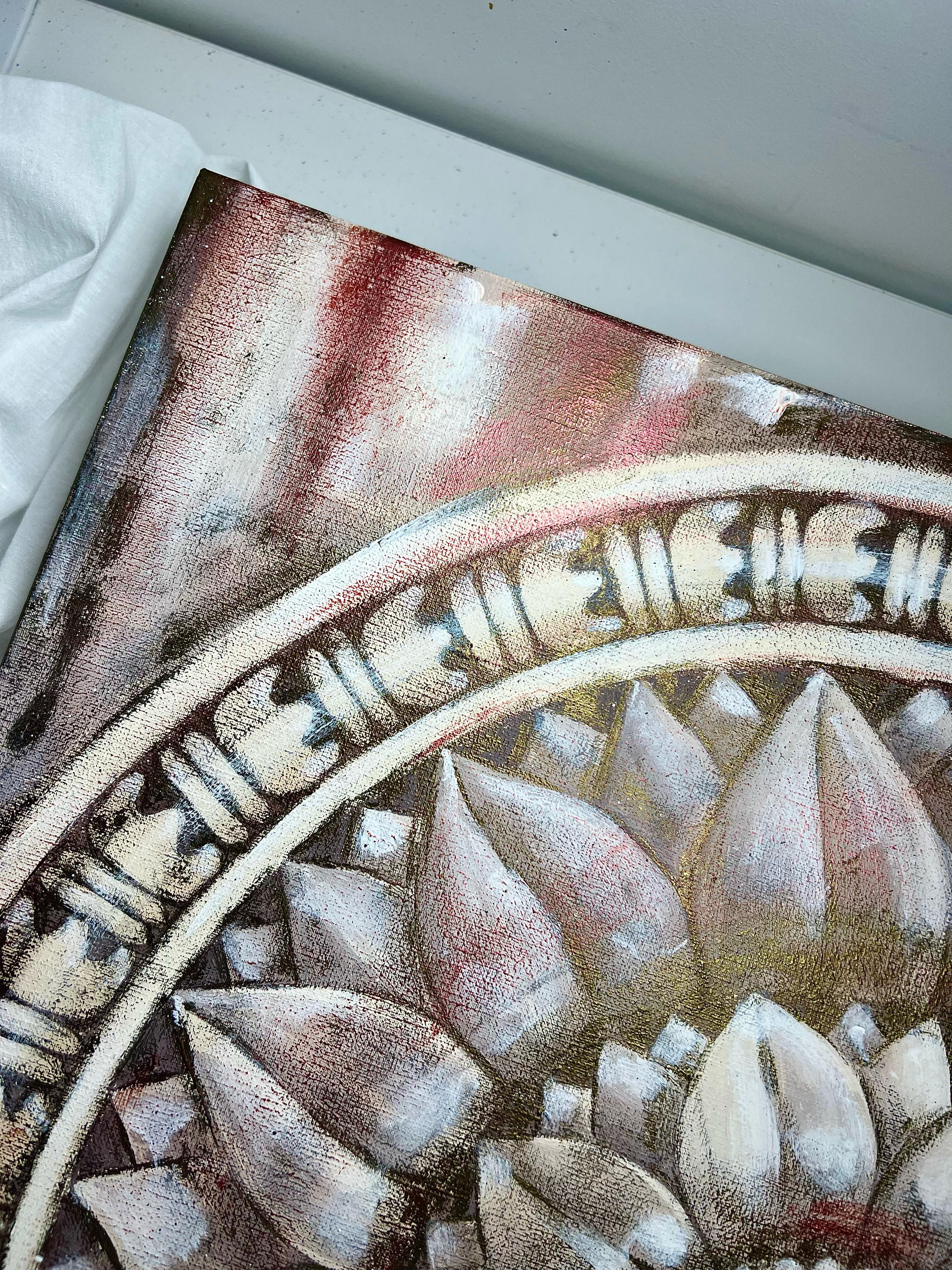 Temple lotus. White and red. For Sale 6
