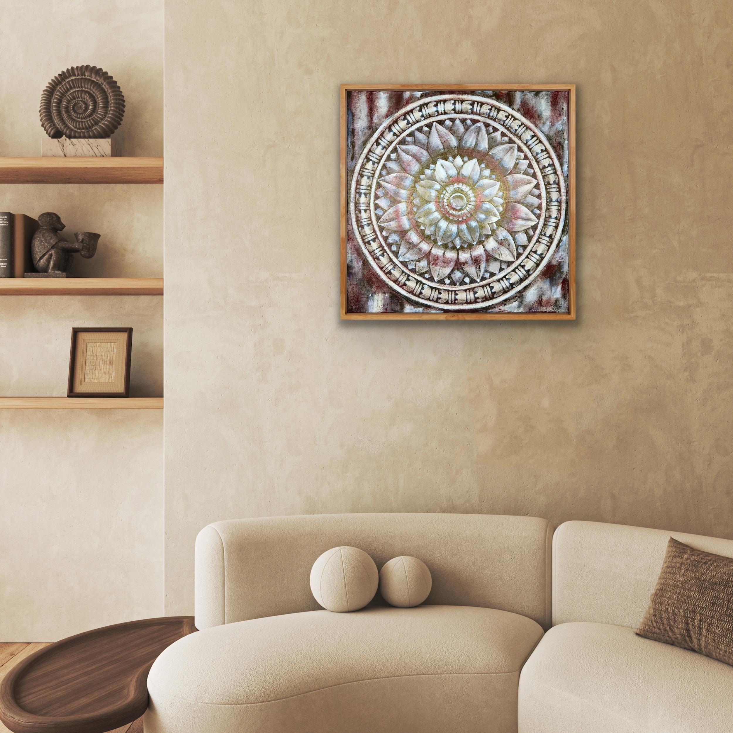 Temple lotus. White and red. For Sale 13