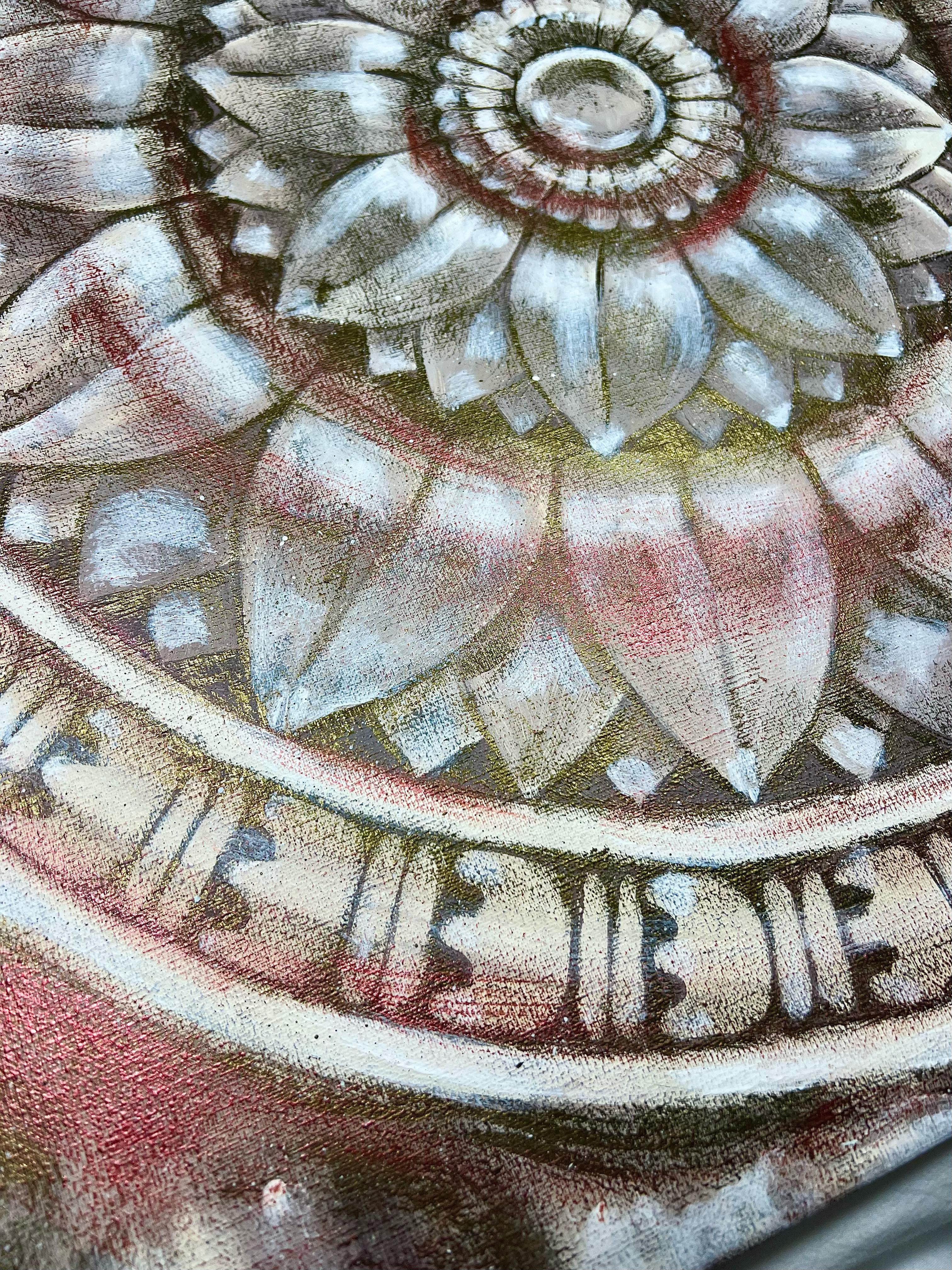 Temple lotus. White and red. For Sale 1