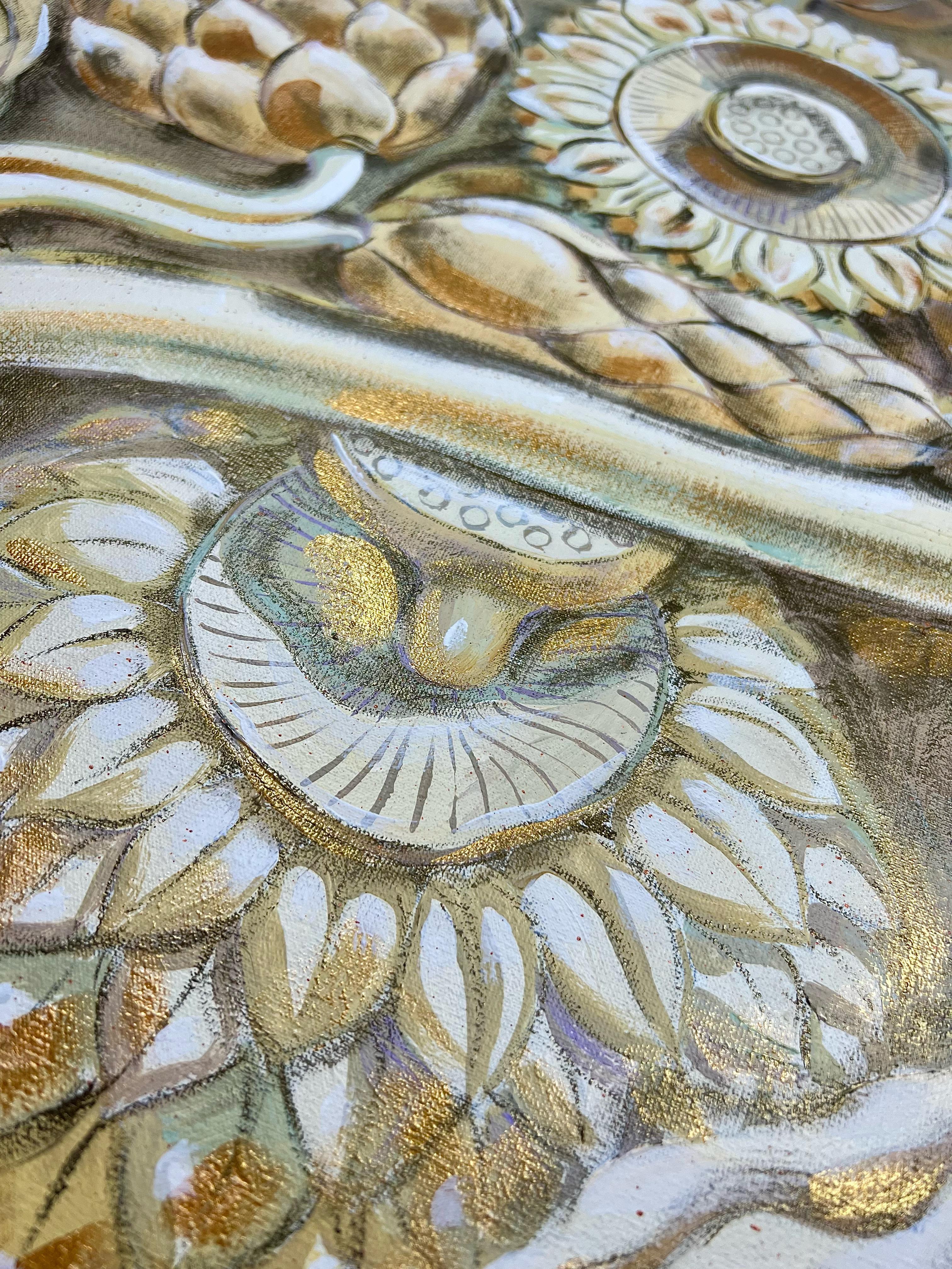 Water hens among the lotuses. For Sale 7