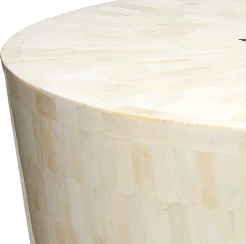 Hand-Crafted Arena Bone and Horn Inlay End Table /Stool For Sale