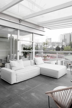 Ensemble de canapés XL pour l'extérieur en tissu gris clair