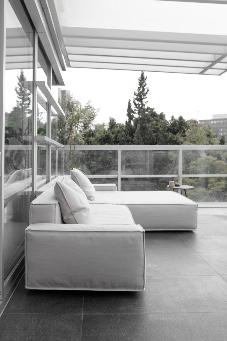 Extra Large Outdoor Sofa Set in Light Gray Upholstery For Sale at