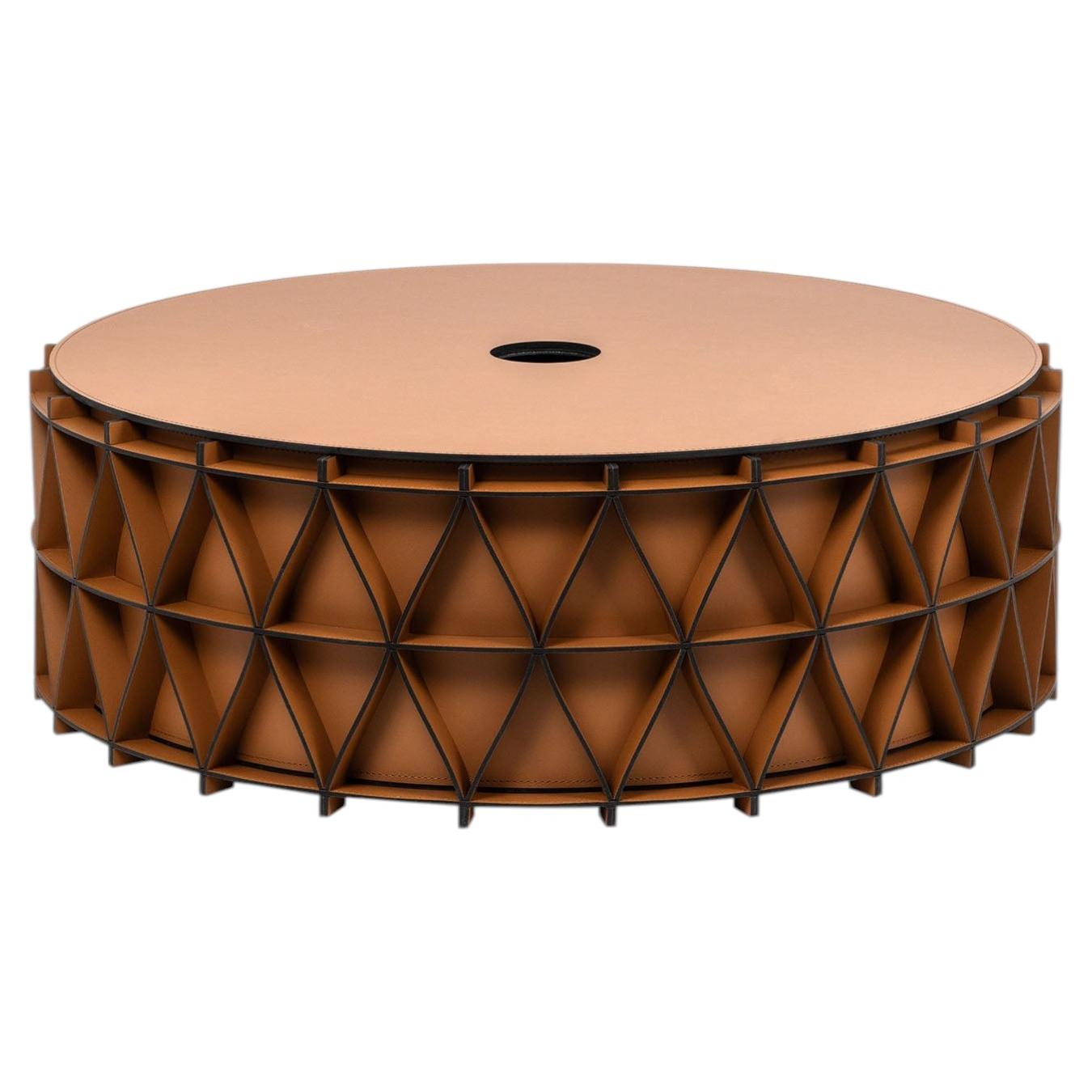 Arena Large Camel Leather Basket