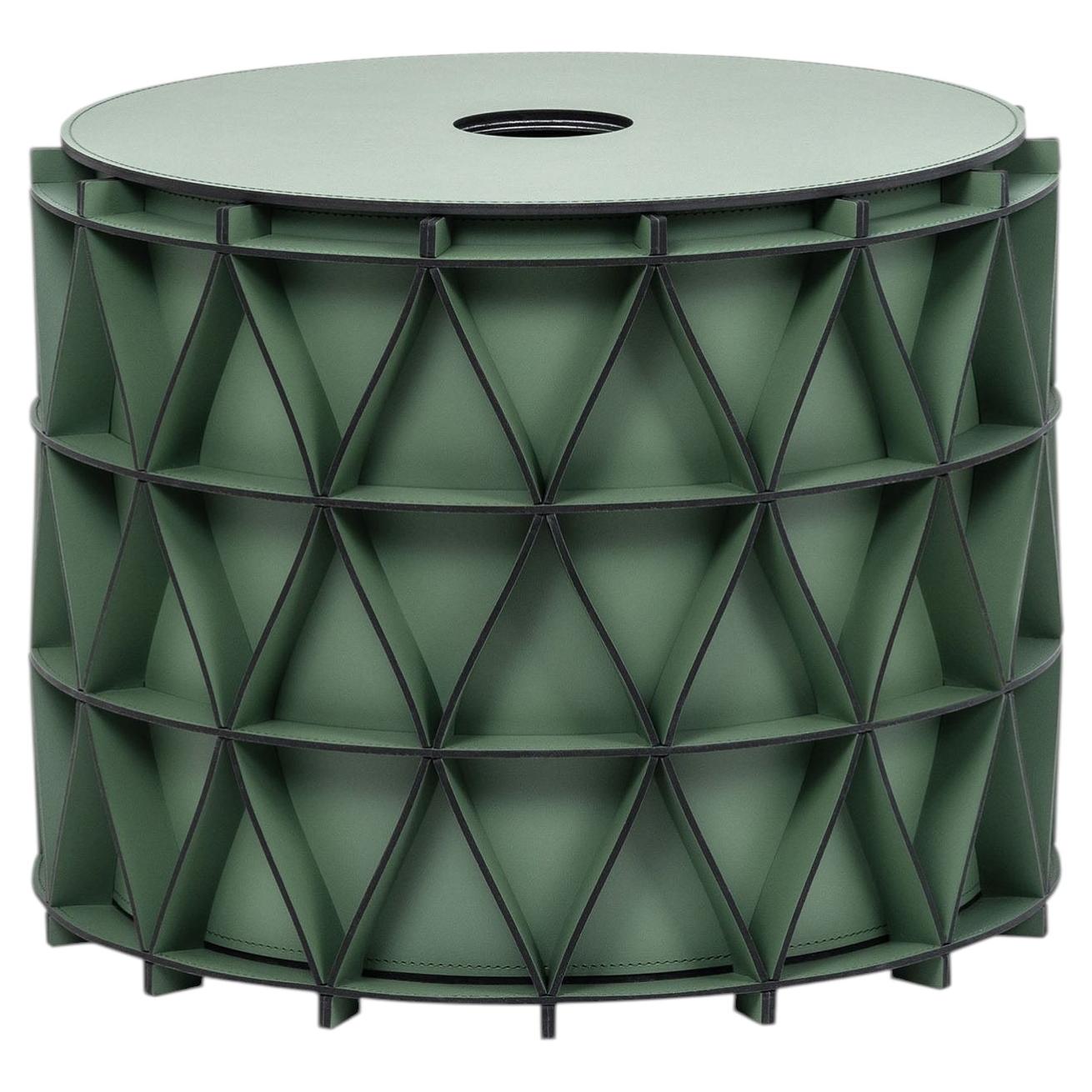 Arena Small Green Leather Basket For Sale
