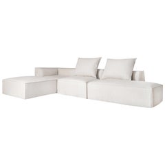 Arena Sofa Set in linen color fabric upholstery