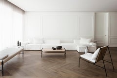 Set di divani XL con rivestimento in tessuto color lino