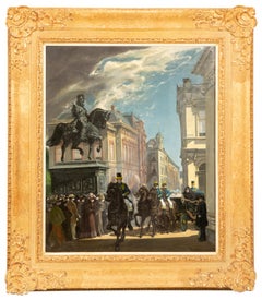 Antique 'Queen Emma and Princess Wilhelmina depart by carriage', by Arend A. Marcelis
