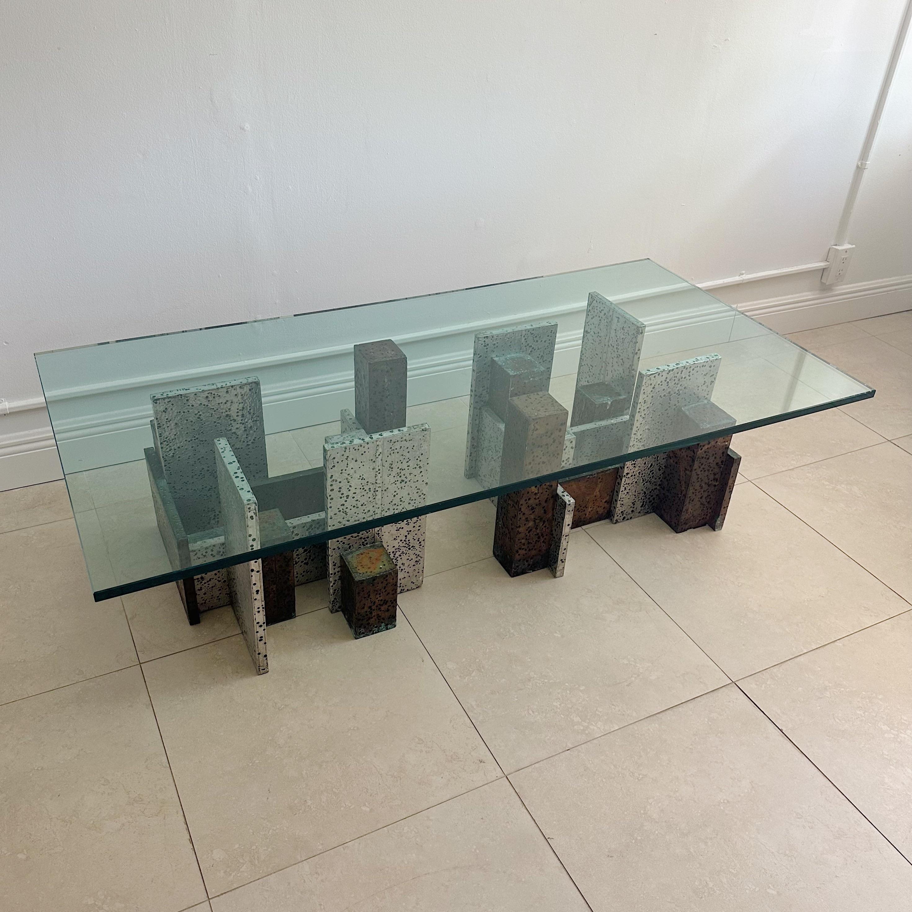 Hand-Crafted Arenson Studios 1970's Brutalist Coffee Table For Sale
