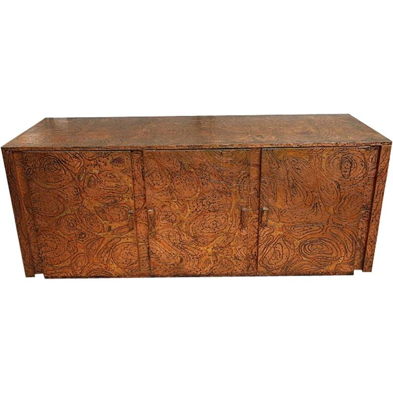Arenson Studios "Art Nouveau" Pattern Copper Clad Cabinet