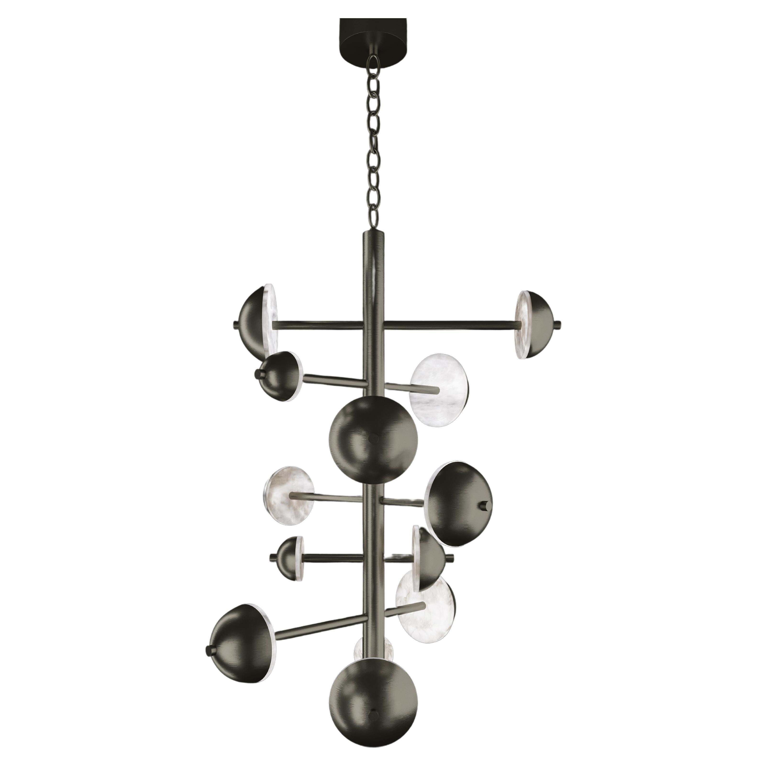 Ares Brushed Black Metal Chandelier by Alabastro Italiano For Sale