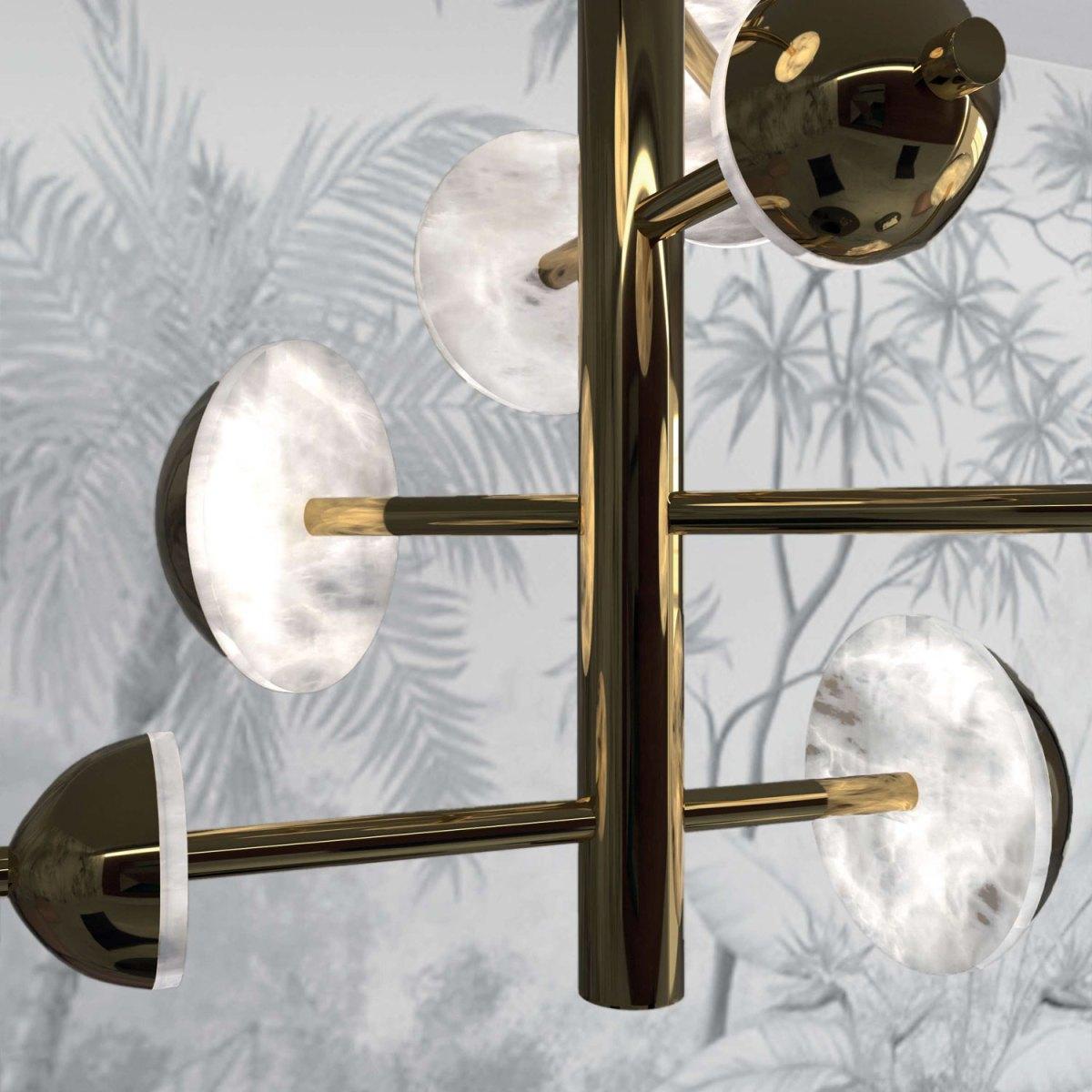 Modern Ares Brushed Brass Chandelier by Alabastro Italiano For Sale