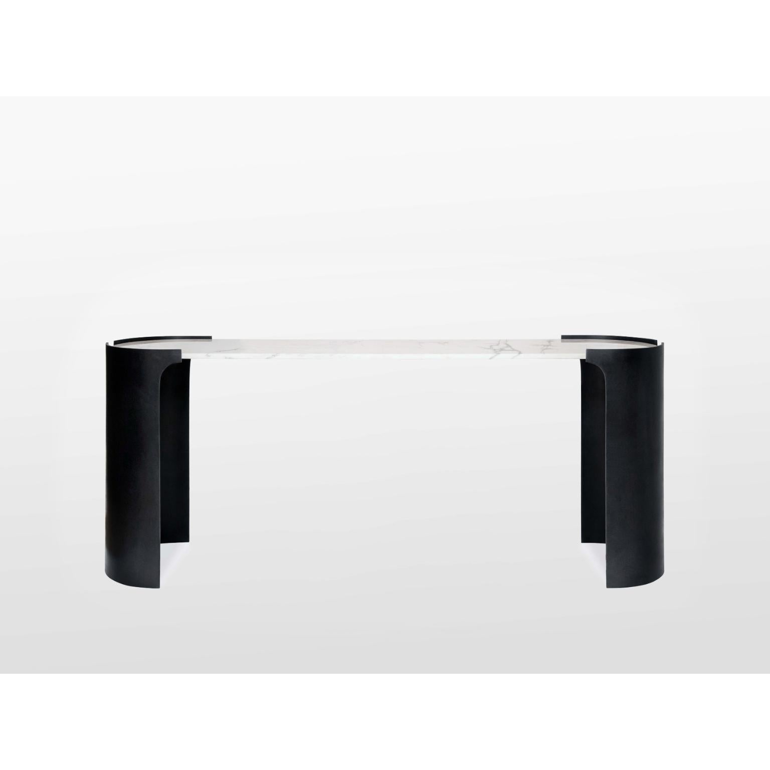 Ares Console Table in Black Patinated Cast Bronze & Marble by OZA Design
Dimensions: D 43 x W 183 x H 75 cm. 
Materials: Cast bronze and marble.

Available in different marble options. Prices may vary. Please contact us.

OZA is not a style, it is a