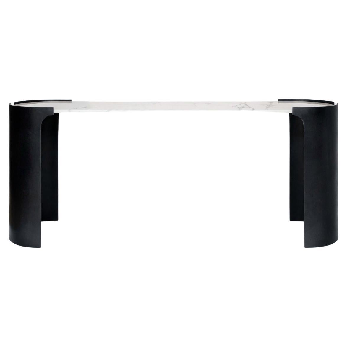 Ares Console Table in Black Patinated Cast Bronze & Marble by OZA Design