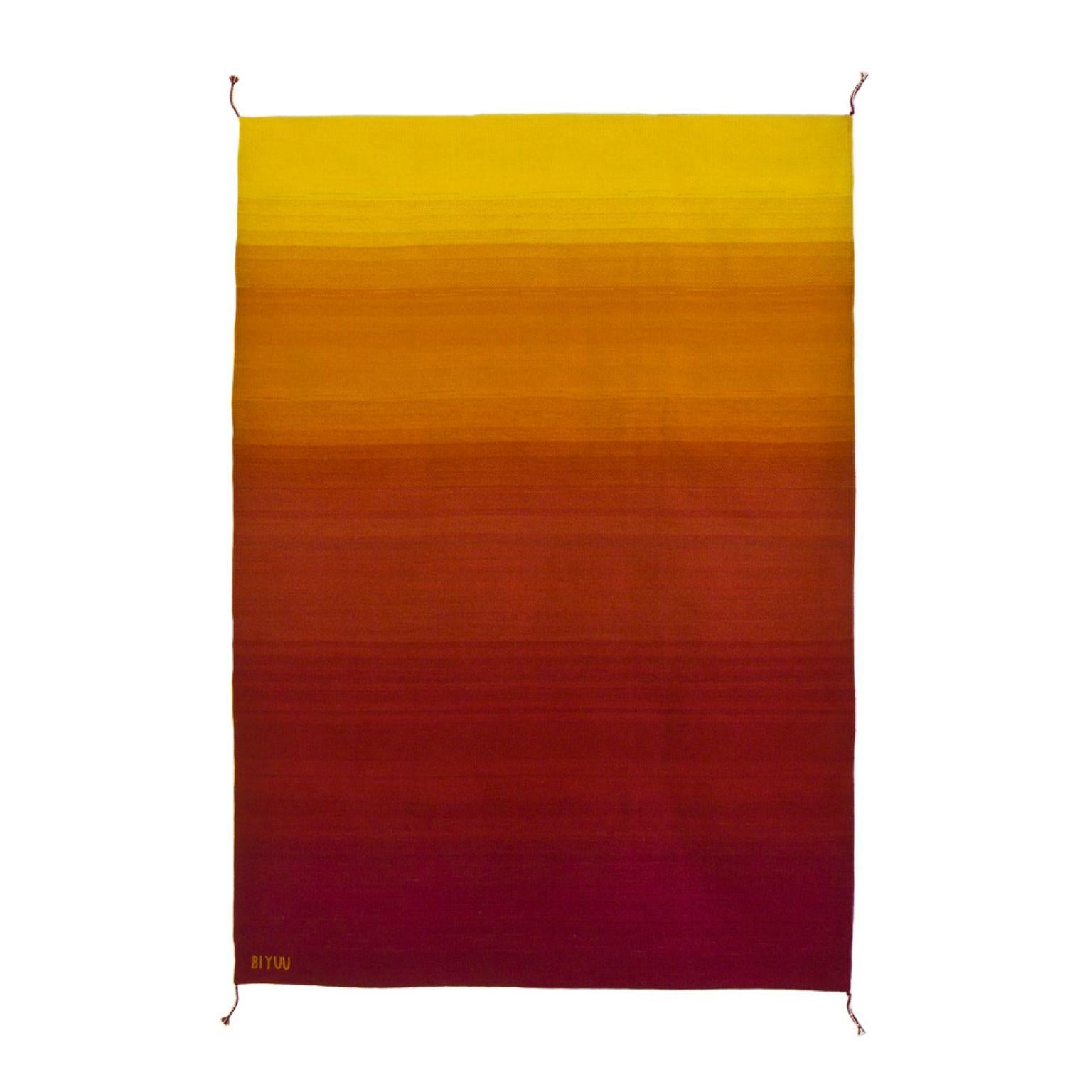 Ares II AII01 rug by Bi Yuu
Dimensions: D200 x 300 H cm
Material: 70% Lincoln Wool / 30% Merino Wool
Density: 2800 yam passes per m2.
Also Available in different dimensions. Dye: Natural and Colorants. 

She founded Bi Yuu with the vision that