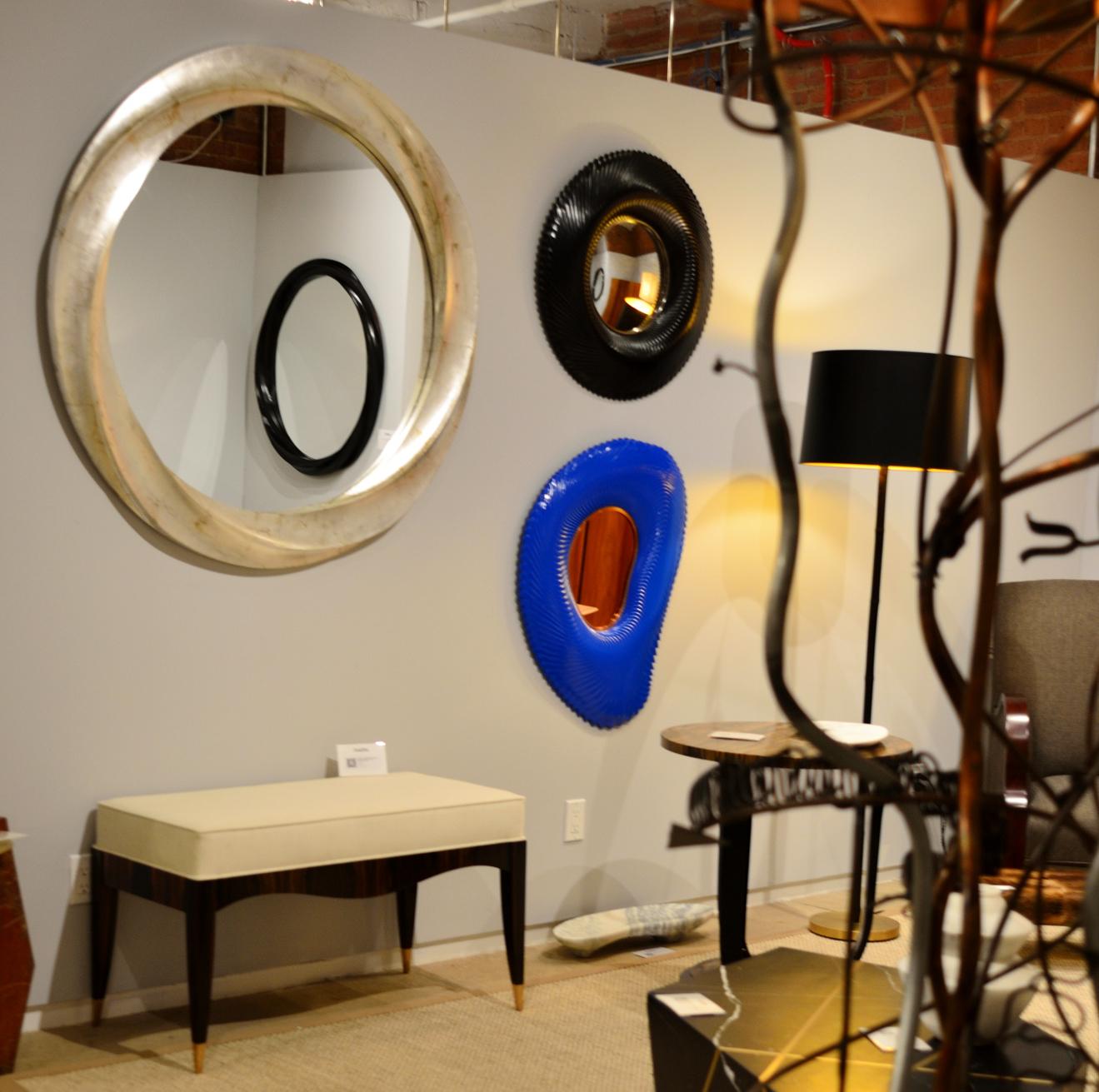 Ares Mirror in Lapis Blue Lacquer In New Condition In Clifton Springs, NY