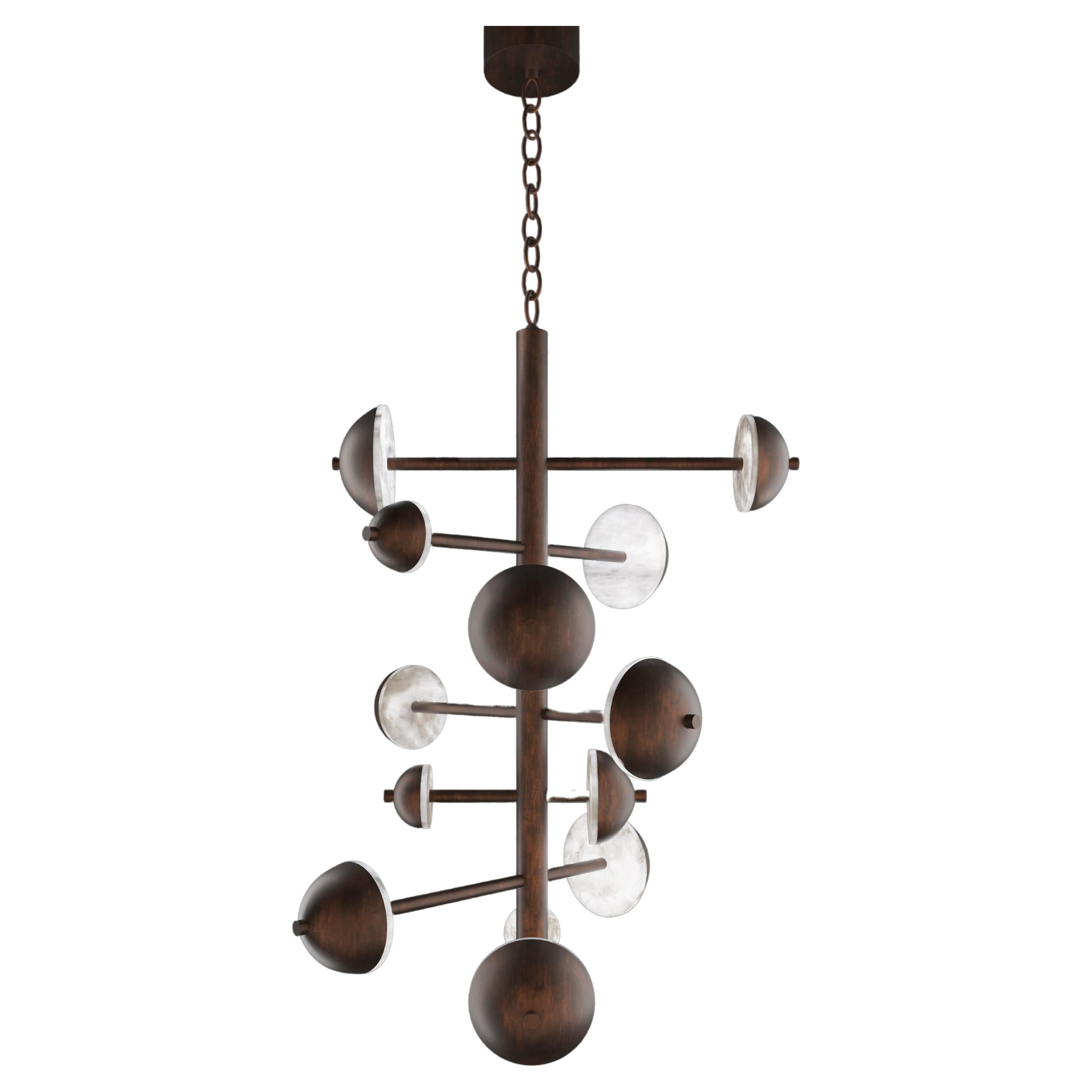 Ares Ruggine Of Florence Metal Chandelier by Alabastro Italiano For Sale