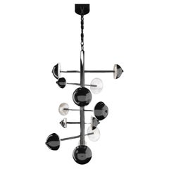 Ares Shiny Black Metal Chandelier by Alabastro Italiano