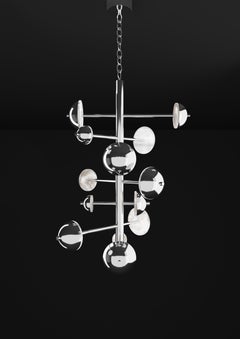 Ares Shiny Silver Metal Chandelier by Alabastro Italiano
