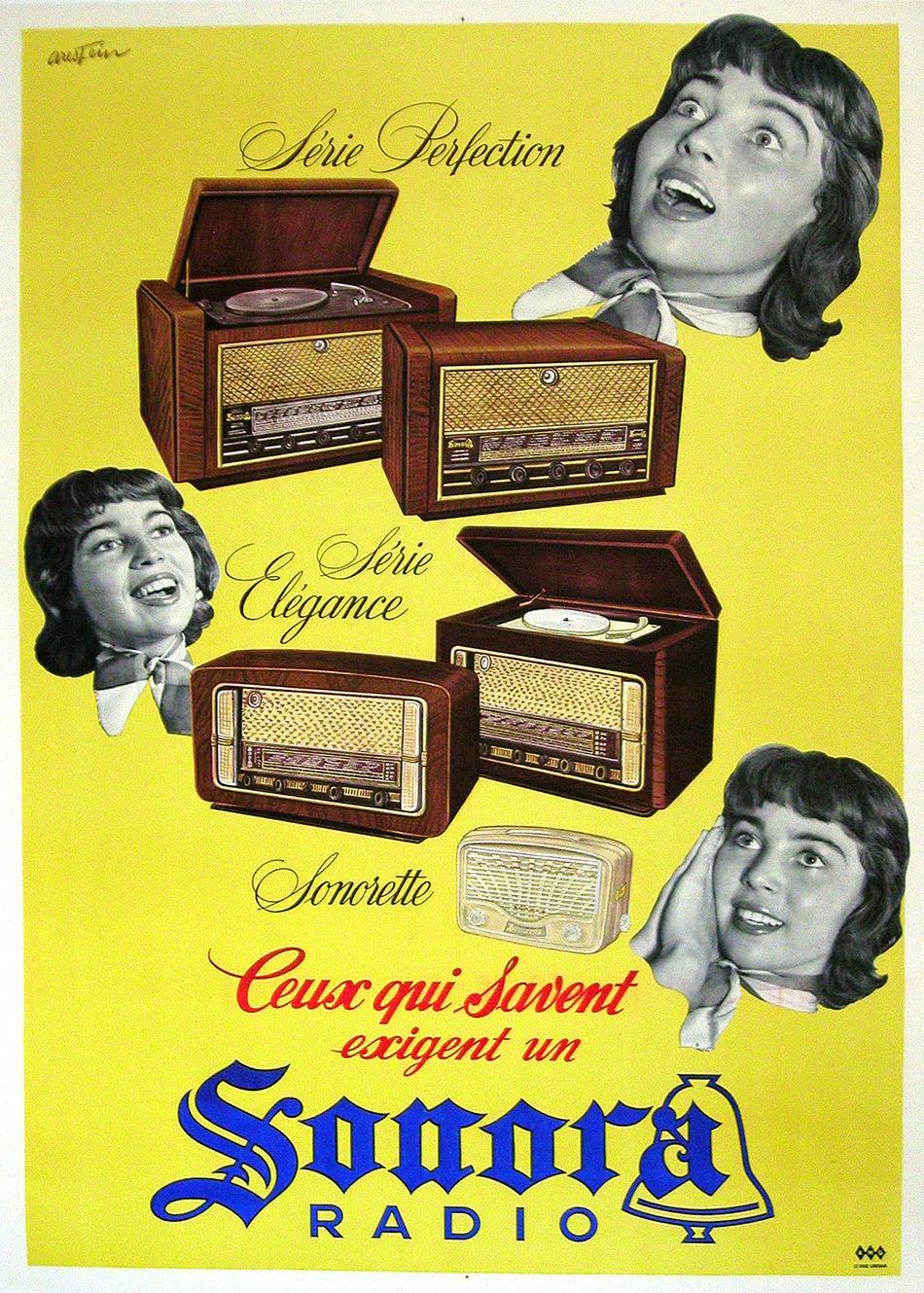 Affiche française d'origine des années 1950 - Sonora Serie Perfection par Arestein