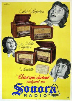 Affiche française d'origine des années 1950 - Sonora Serie Perfection par Arestein