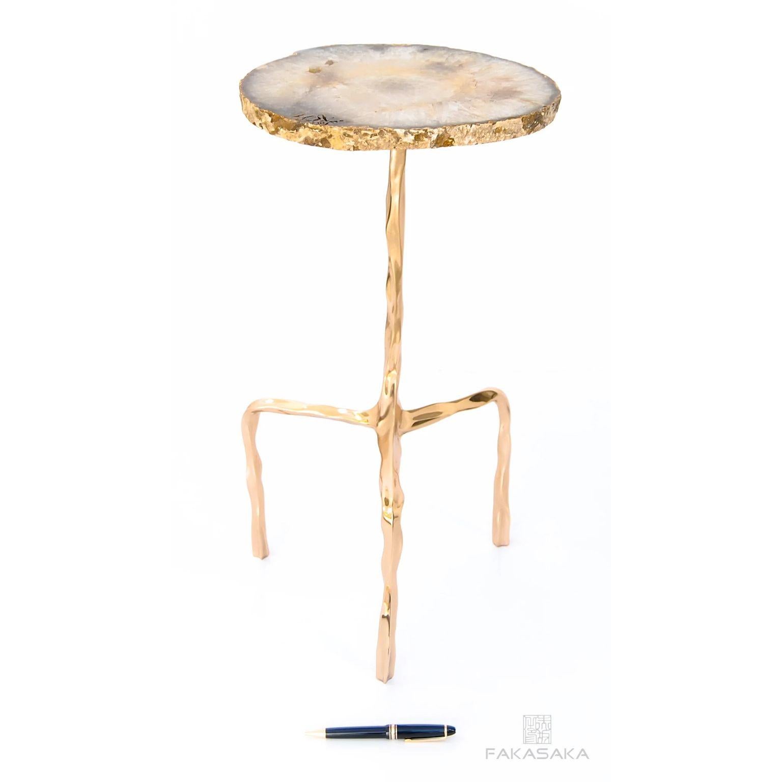 Modern Aretha Drink Table with Agate Top by Fakasaka Design For Sale