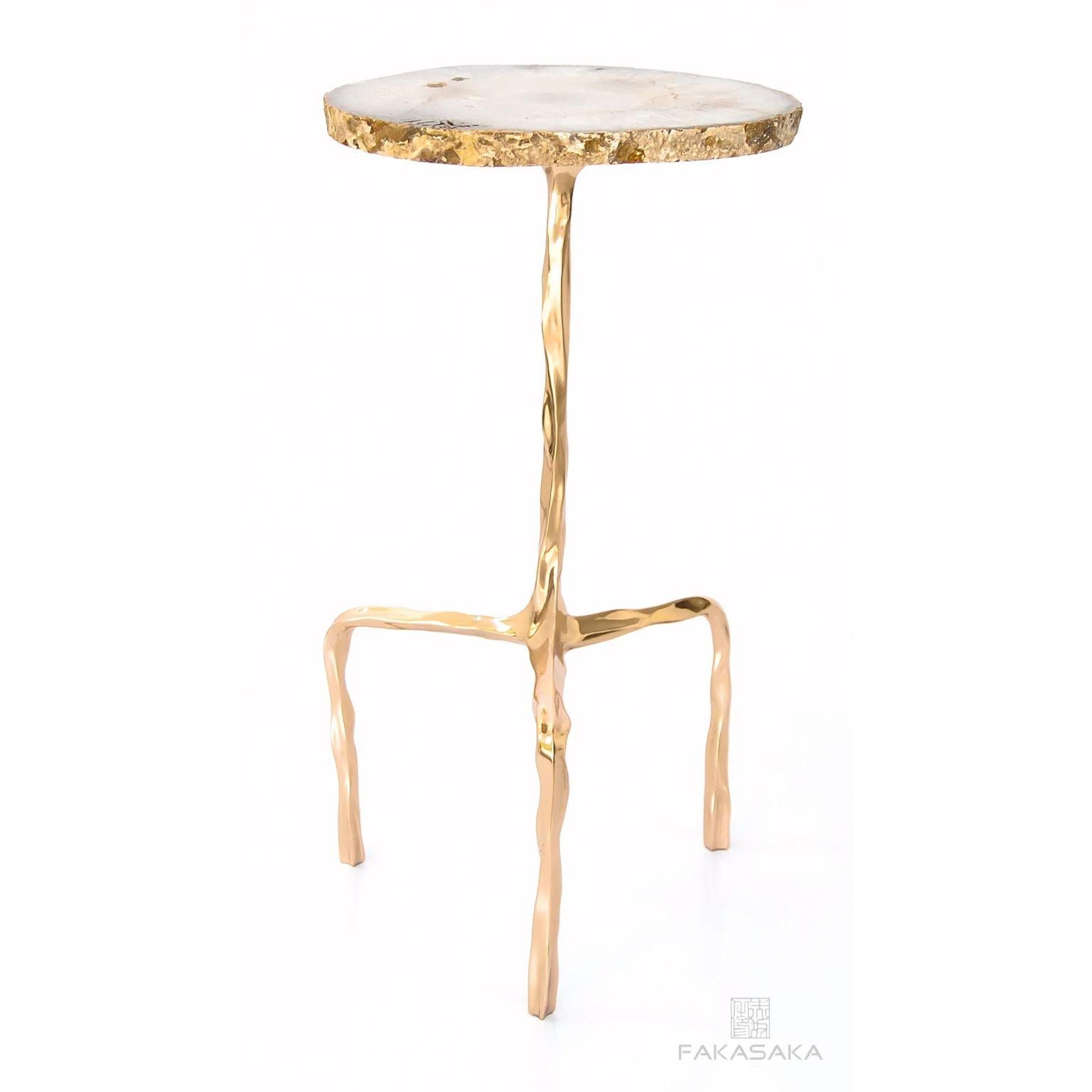 Brazilian Aretha Drink Table with Agate Top by Fakasaka Design For Sale
