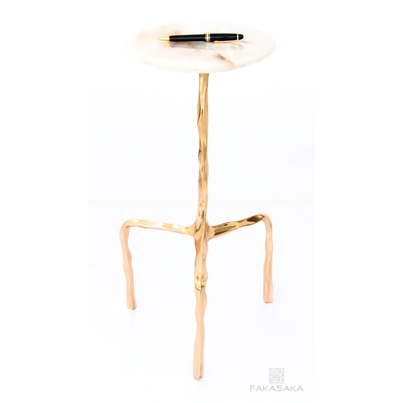 Modern Aretha Drink Table with Onyx Top by Fakasaka Design For Sale