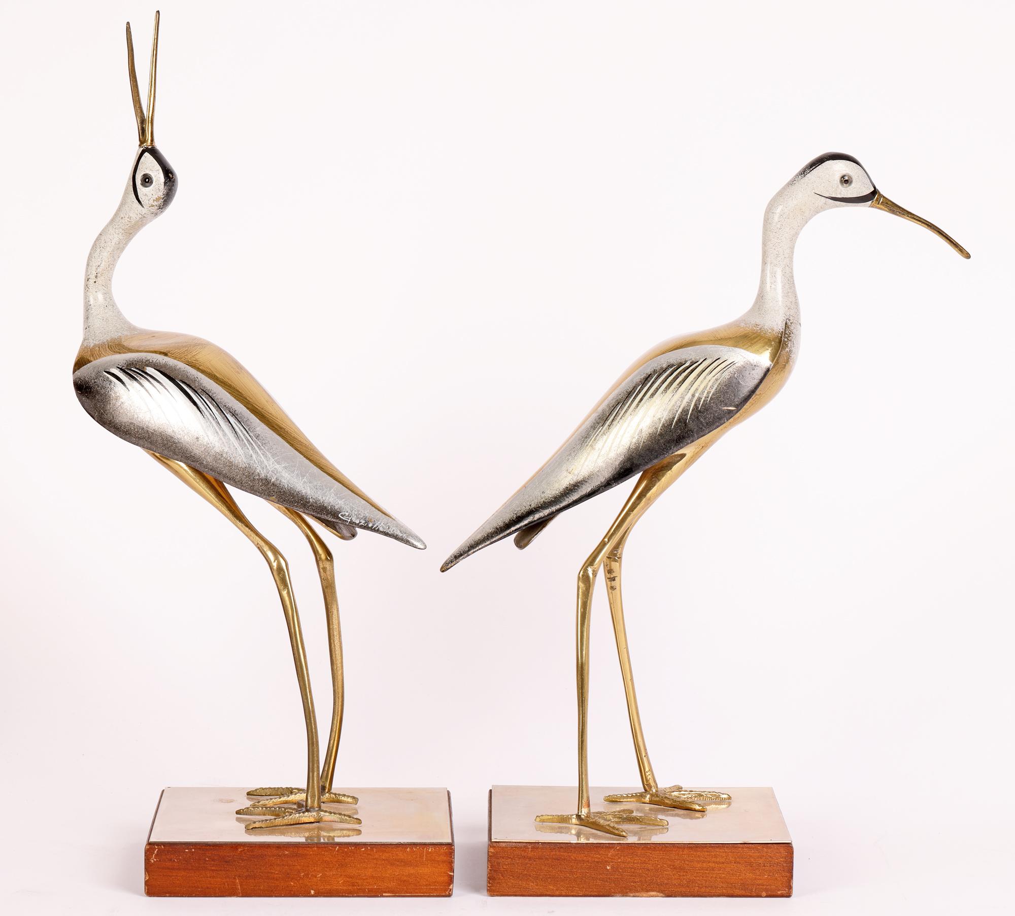 ARF Firenze Italian Enameled Metal Heron Figures Signed Giozielli 4