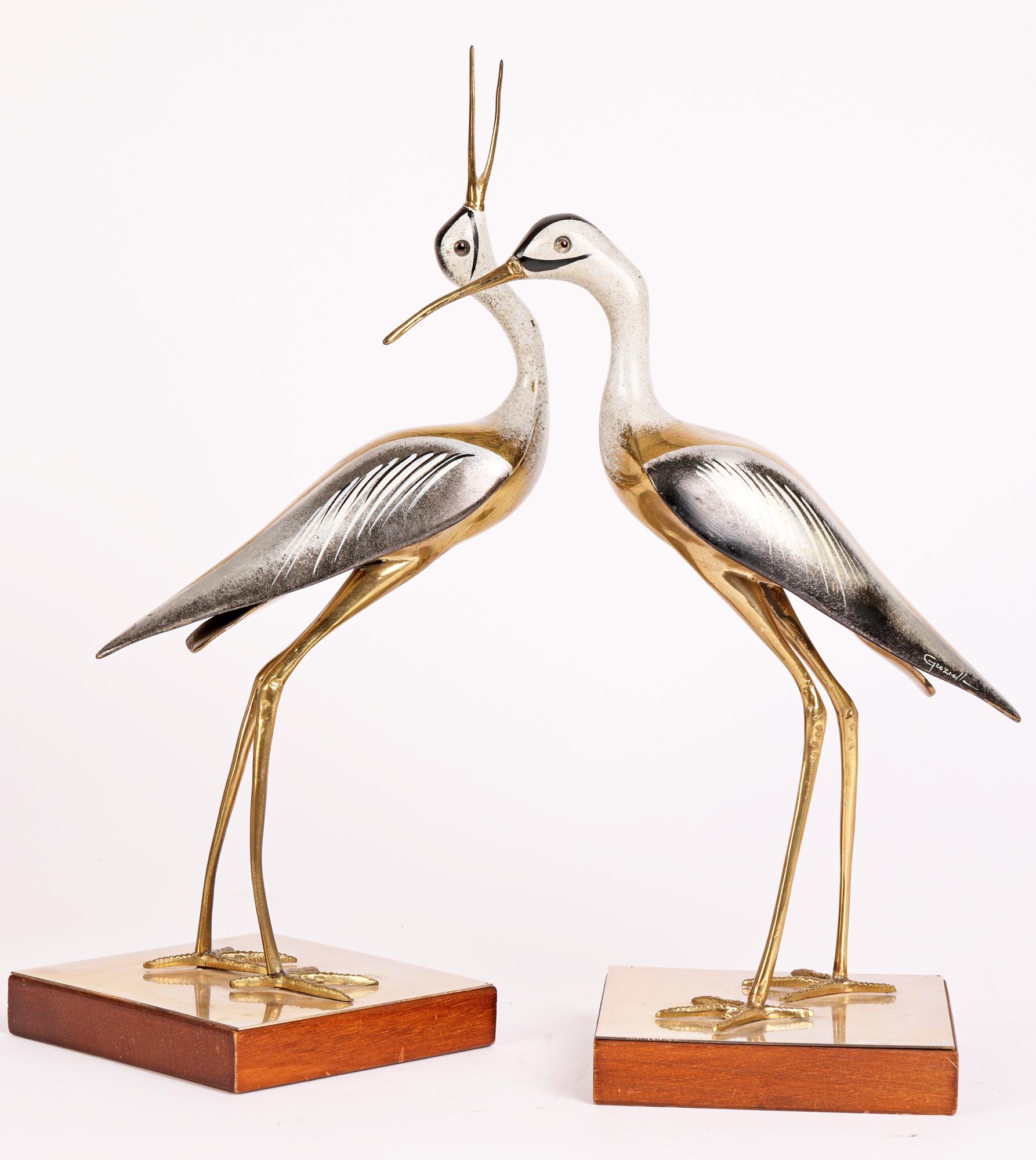ARF Firenze Italian Enameled Metal Heron Figures Signed Giozielli 9