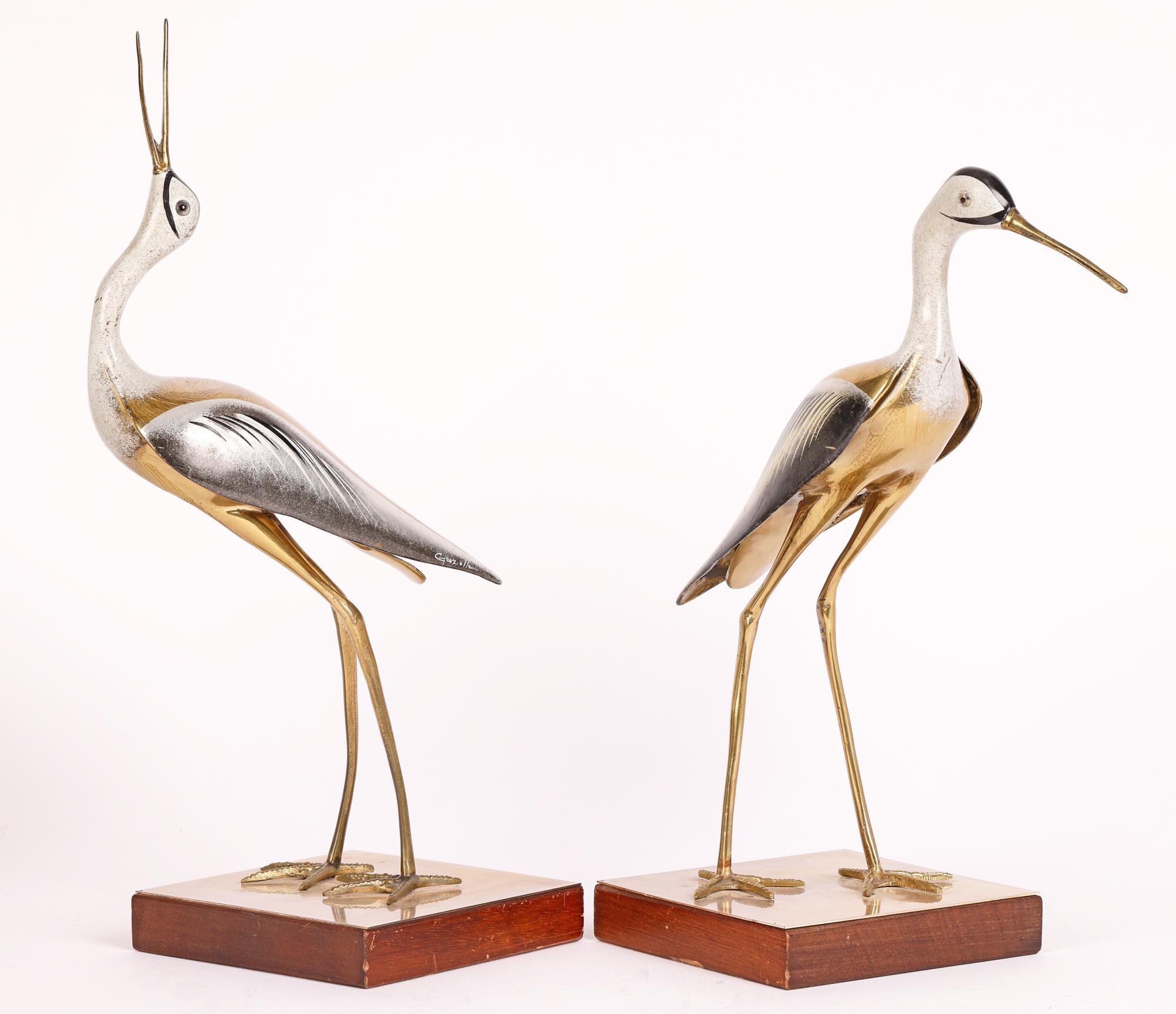 ARF Firenze Italian Enameled Metal Heron Figures Signed Giozielli 11
