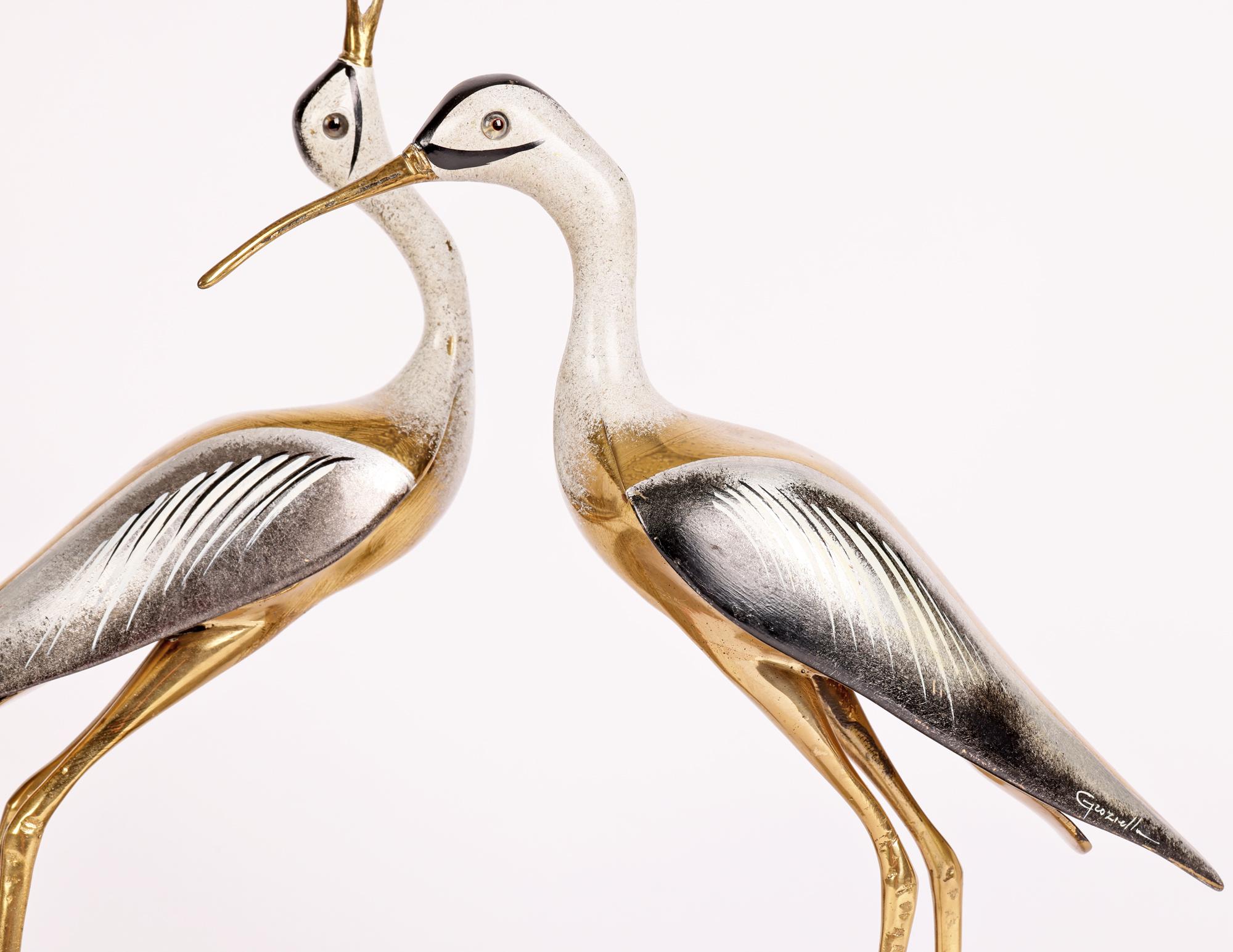ARF Firenze Italian Enameled Metal Heron Figures Signed Giozielli 12