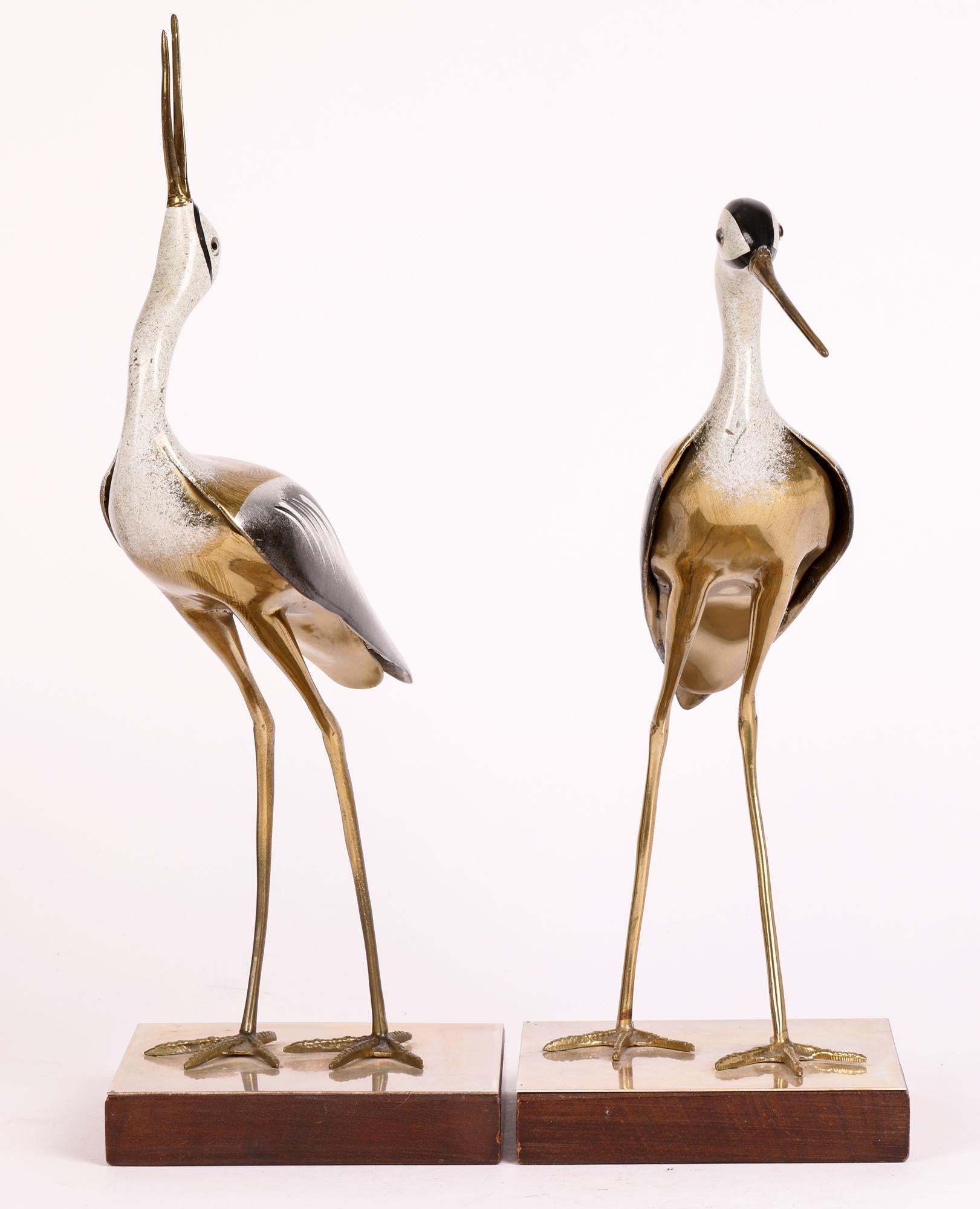 ARF Firenze Italian Enameled Metal Heron Figures Signed Giozielli 2