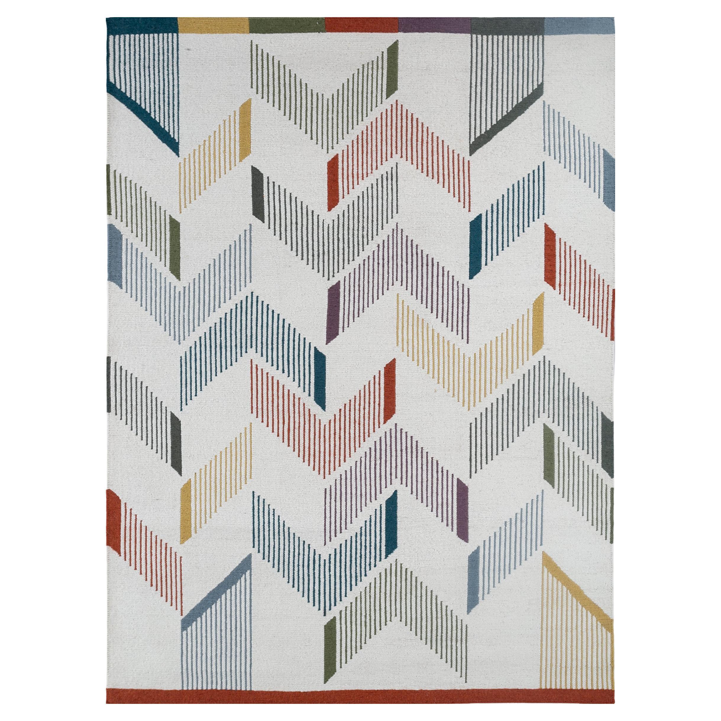 Arfa Modern 5
6x8 Ft Teppich Abstrakt Weiß Wolle Handgefertigt Dhurrie Teppich