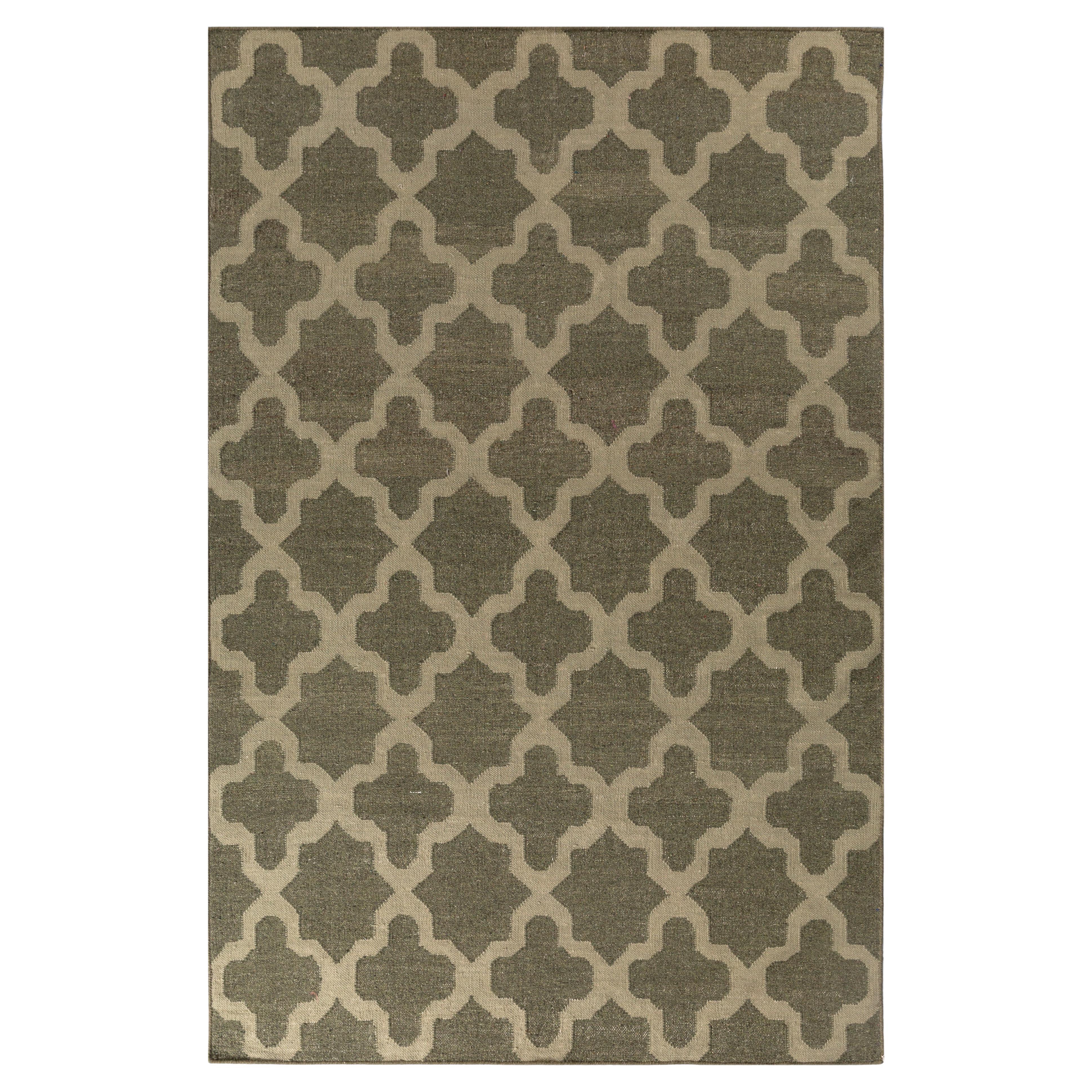 Tappeto Arfa_Azalea 5x8 Ft Tappeto geometrico in lana e viscosa Oliver fatto a mano Dhurrie