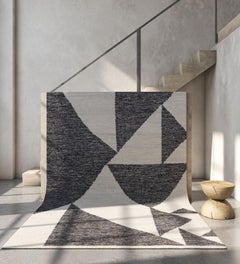 Arfa_Azalea Modern 5'3x7'6 Ft Rug Geometric Wool & Viscose Handmade Dhurrie