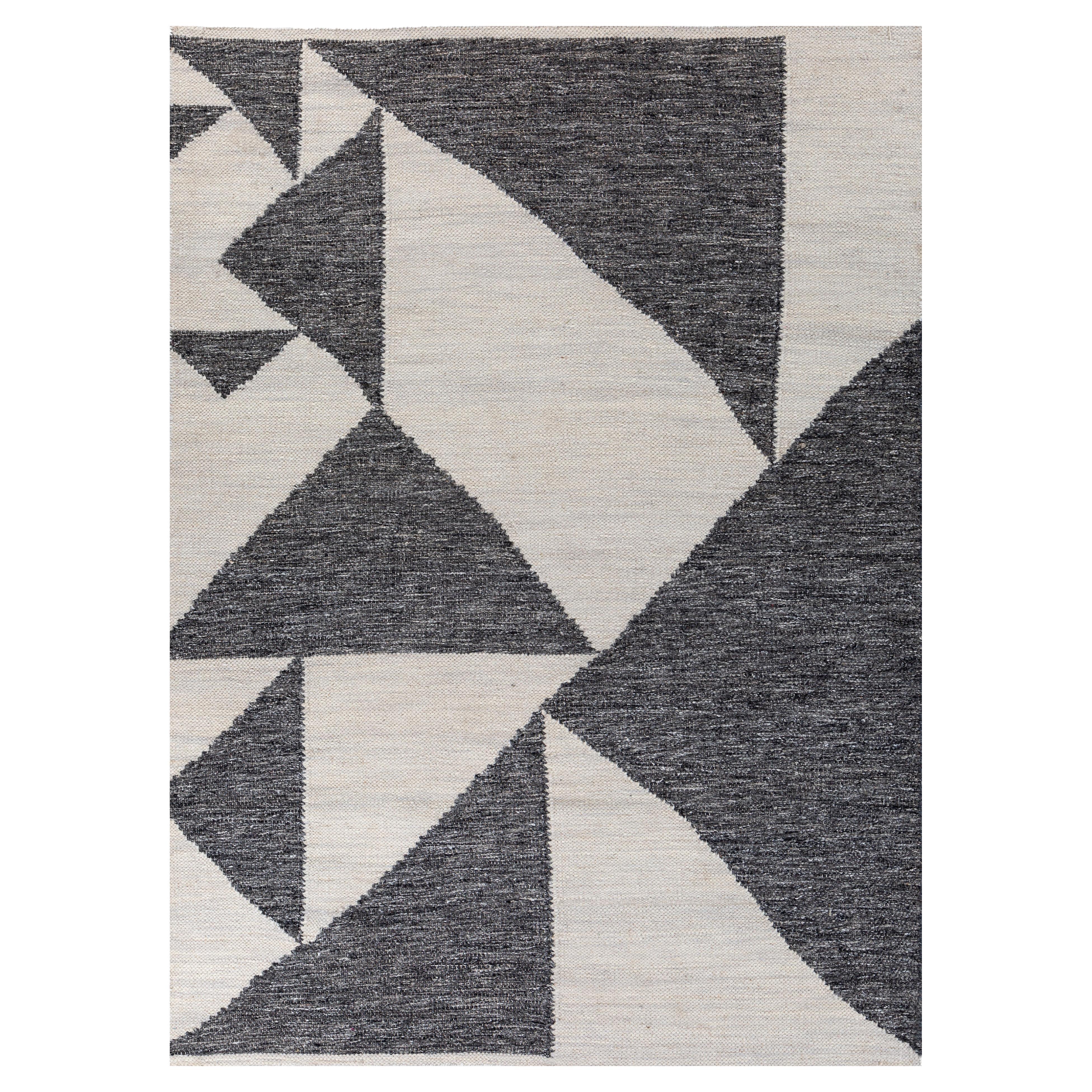 Arfa_Azalea Modern 5
3x7
6 Ft Teppich Geometrisch Silber Esche Wolle 
Viskose Handgefertigt im Angebot