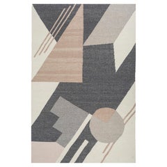 Tappeto Arfa_Azalea Modern 5x8 Ft Astratto Ghiaia Grigio Lana Tappeto fatto a mano Dhurrie