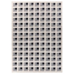 Arfa_Azalea Modern 6x9 Ft Rug Geometric White Ice Handmade Dhurrie Carpet (tapis dhurrie fait à la main)