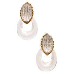 Andre Vassort Boucles d'oreilles convertibles en or 18 carats et quartz de roche Arfan Paris 1970