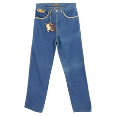 Arfango Blue Cotton Bobby Flared Denim Jeans Used 80s