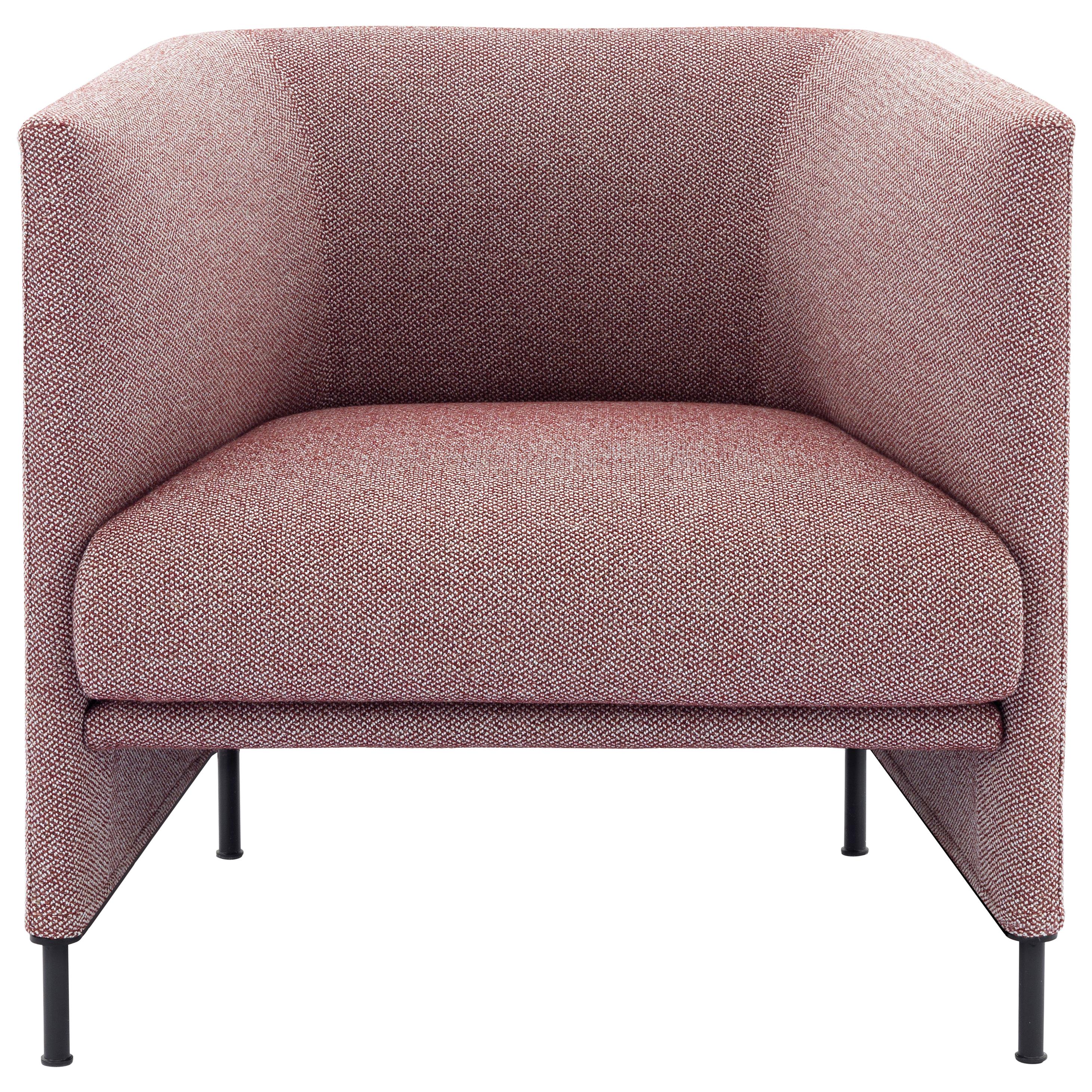 Arflex Algon Sessel mit niedriger Rückenlehne aus rosa Boucle-Stoff von Luca Nichetto