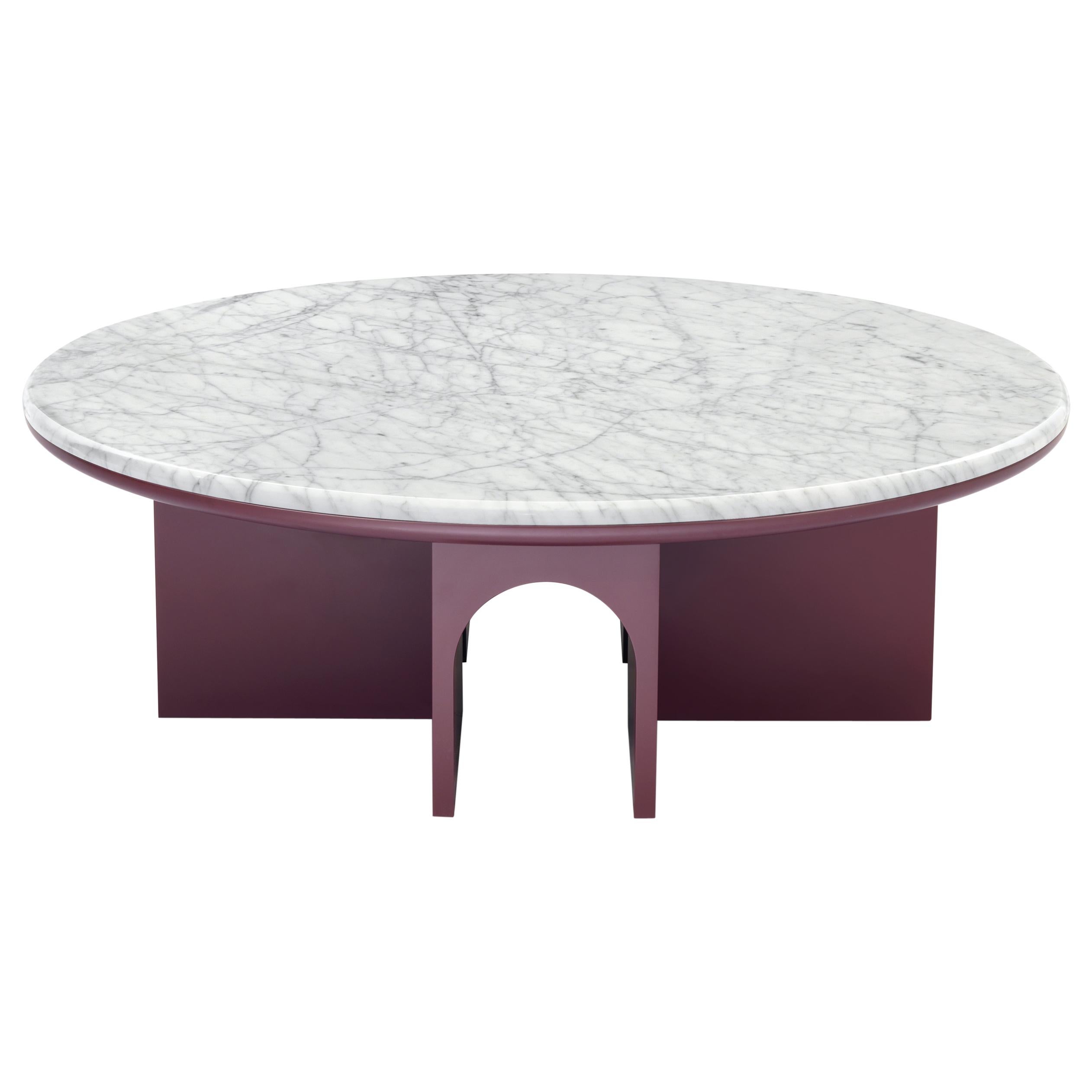 Petite table Arflex Arcolor de 100 cm avec plateau en marbre de Carrare blanc par Jaime Hayon