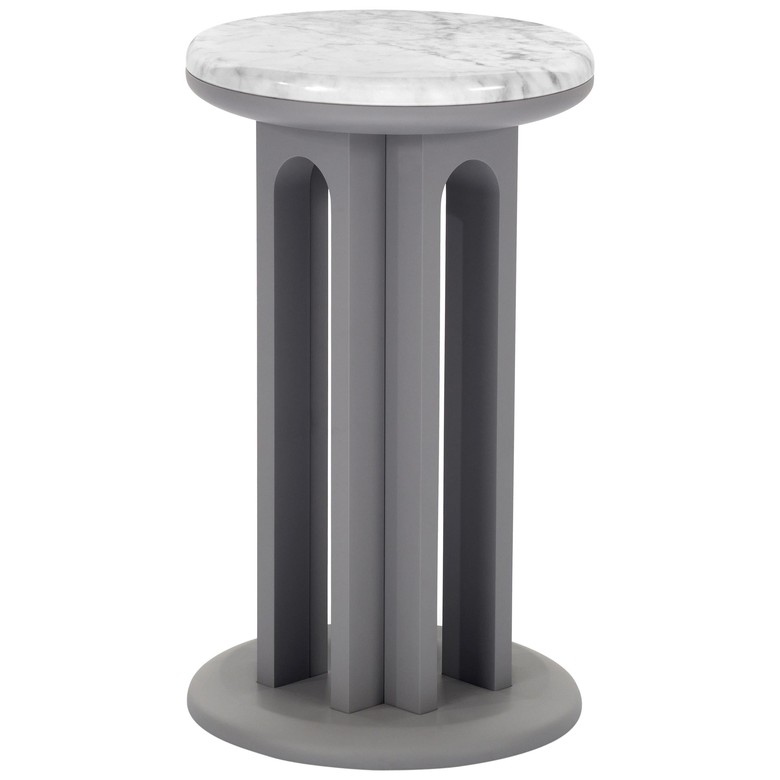 Arflex Arcolor 30cm Kleiner Tisch mit weißer Carrara-Marmorplatte von Jaime Hayon