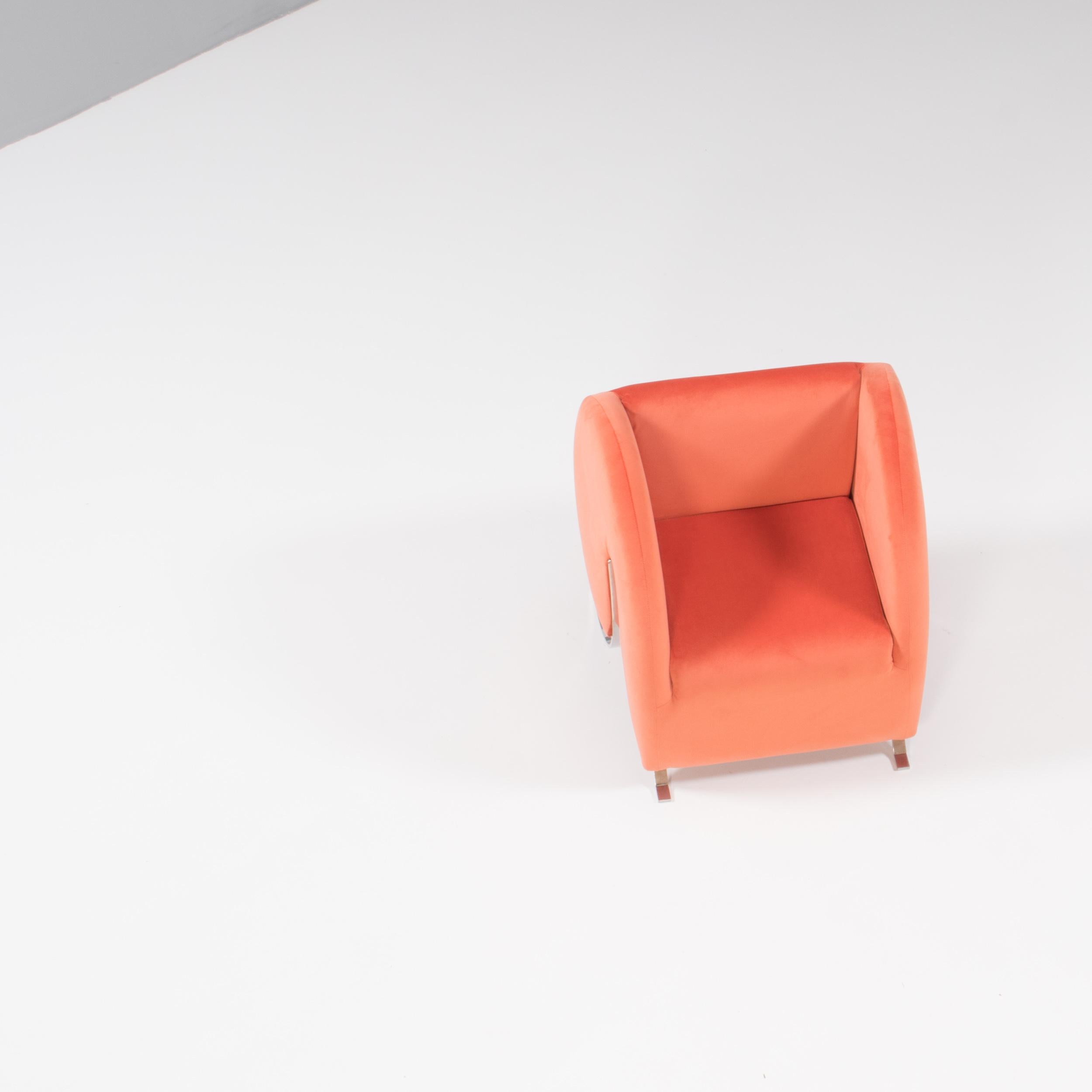 peach velvet armchair