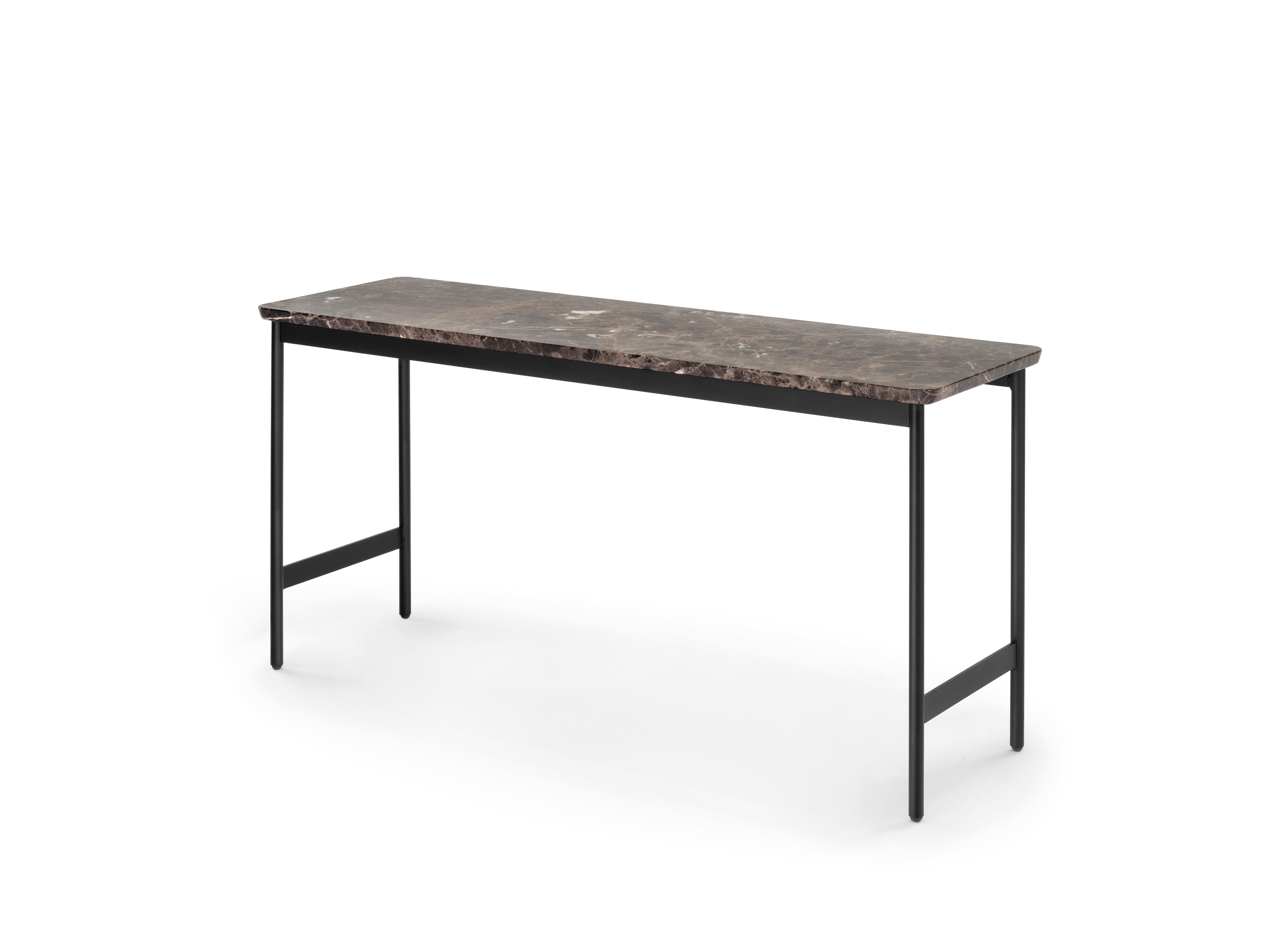 Arflex Capilano Small Table in Emperador Marble Top by Luca Nichetto. Supported by a light and elegant metal structure, Capilano's series of small tables takes its name from the Capilano Suspension Bridge in Vancouver. Originally developed to