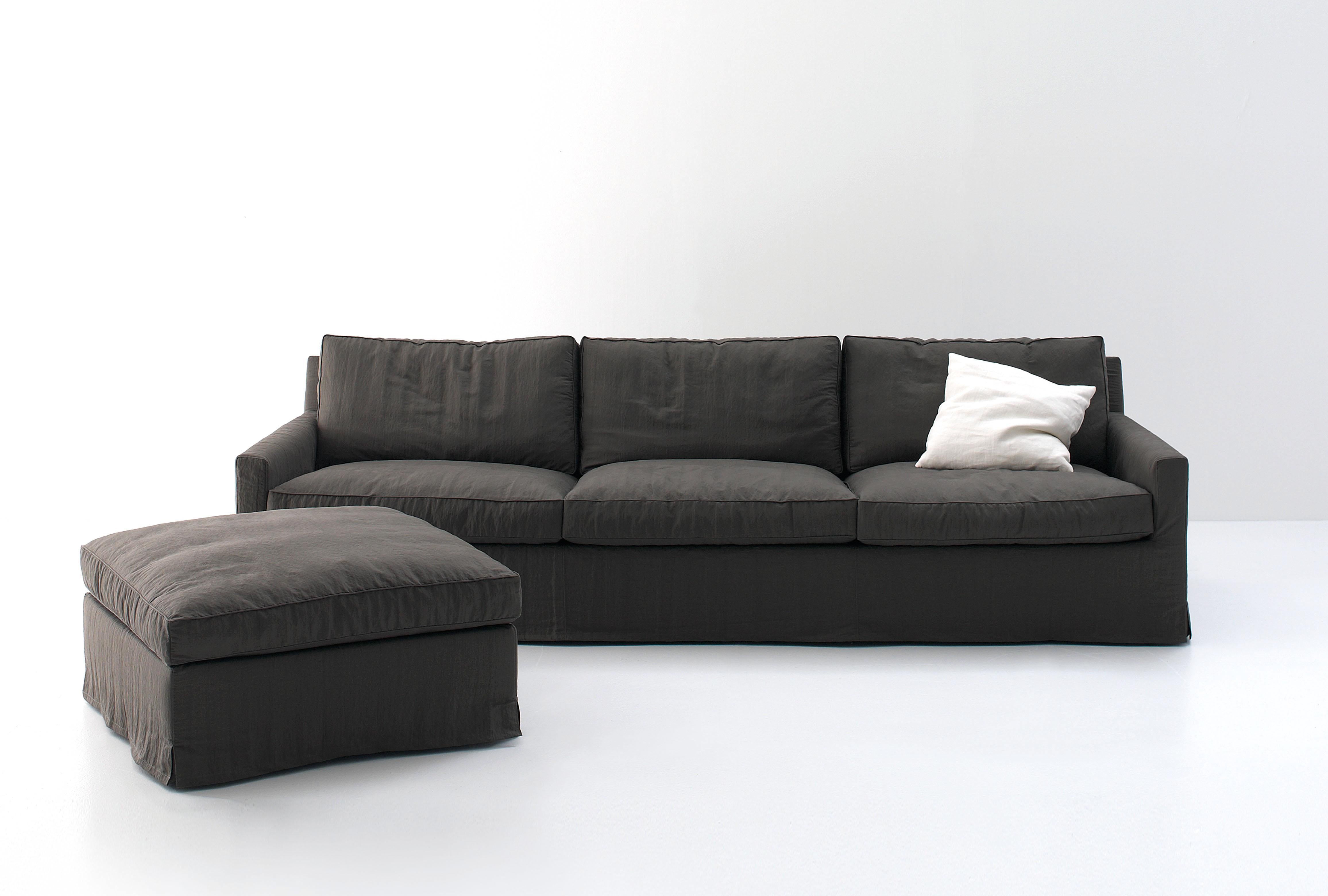 Moderno Pouf Arflex Cousy in tessuto Oxford grigio e legno di faggio di Vincent Van Duysen in vendita