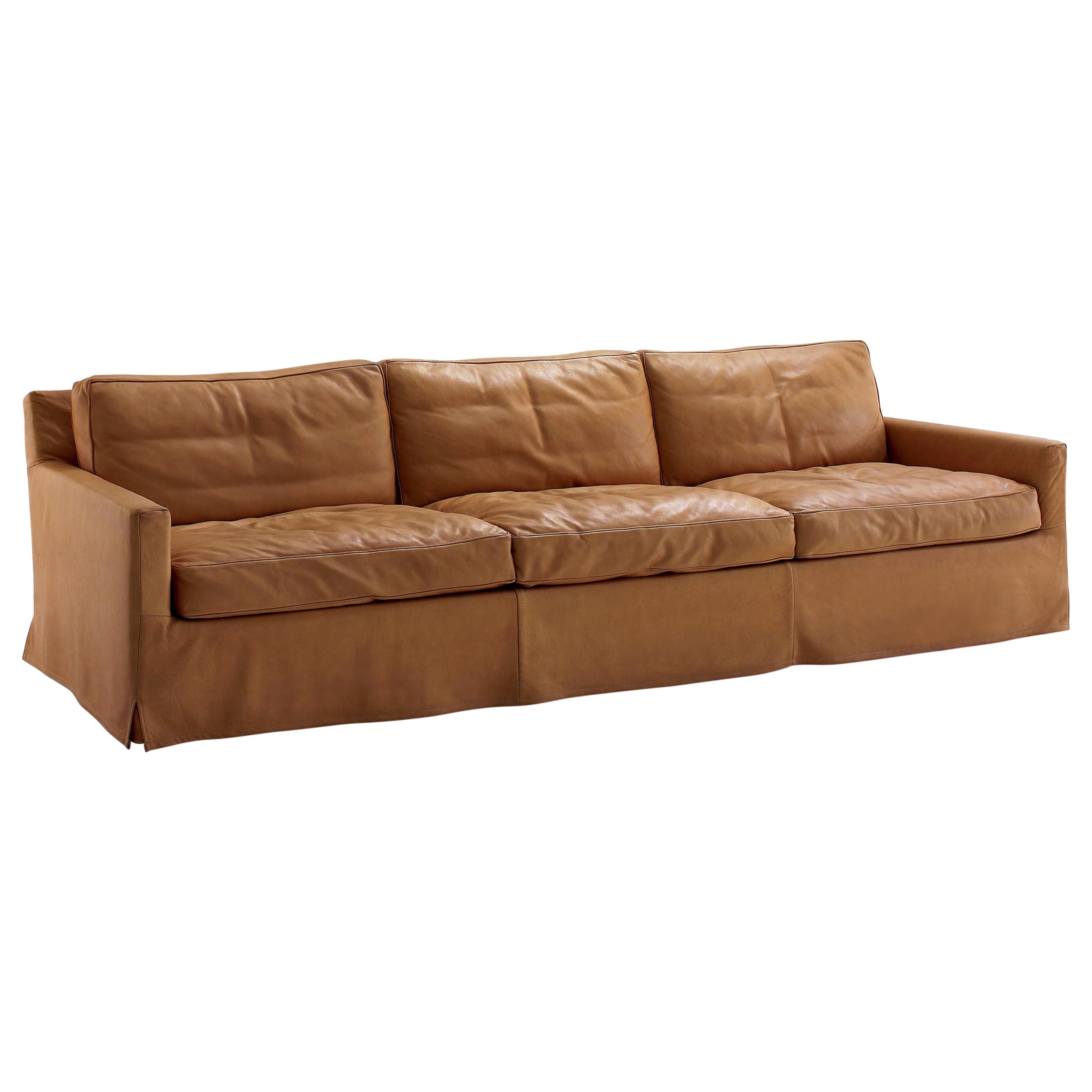 Arflex Cousy Dreisitziges Sofa aus braunem Leder von Vincent Van Duysen